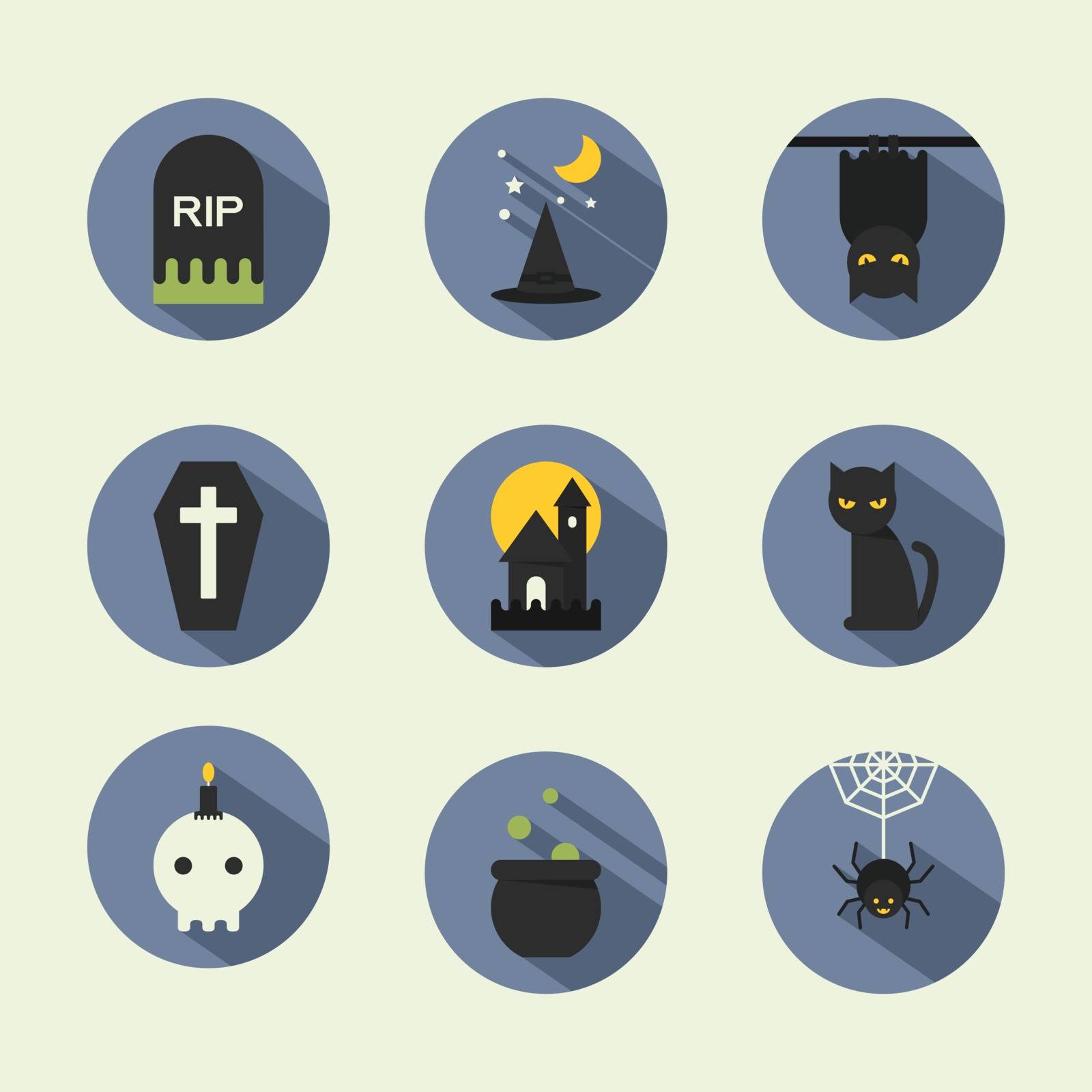 Halloween flat icons, vector