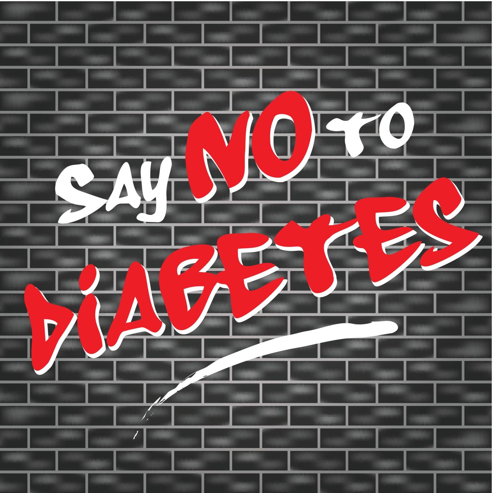 illustration of dark wall with graffiti for no diabetes