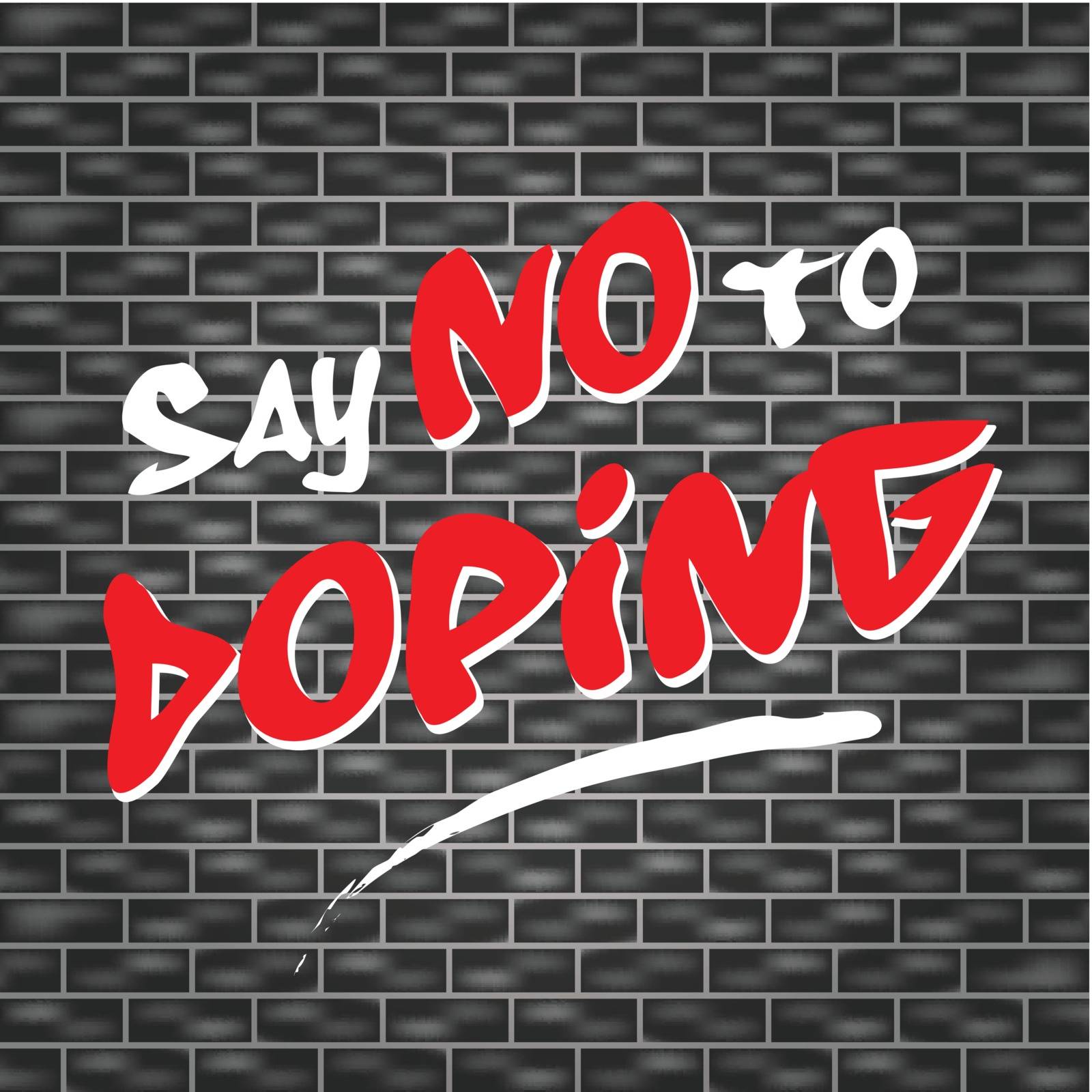 illustration of dark wall with graffiti for no doping