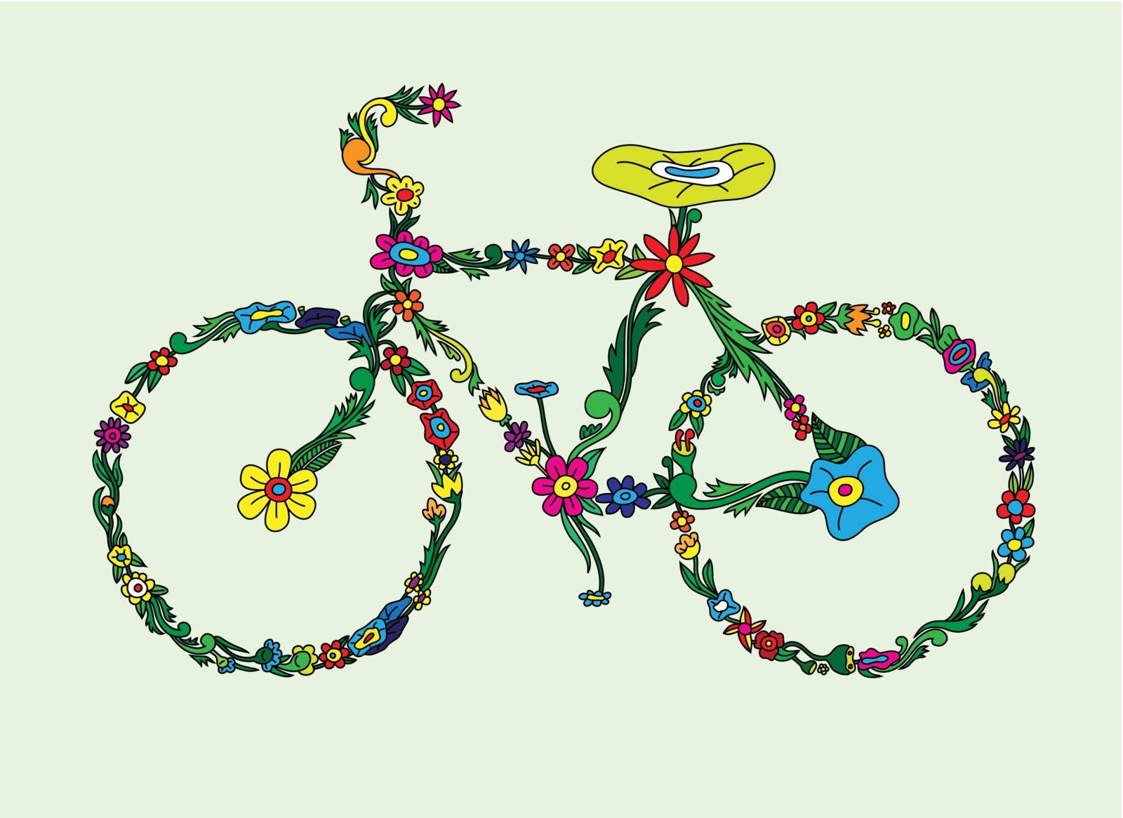 Bike flourish color, art vector illustration