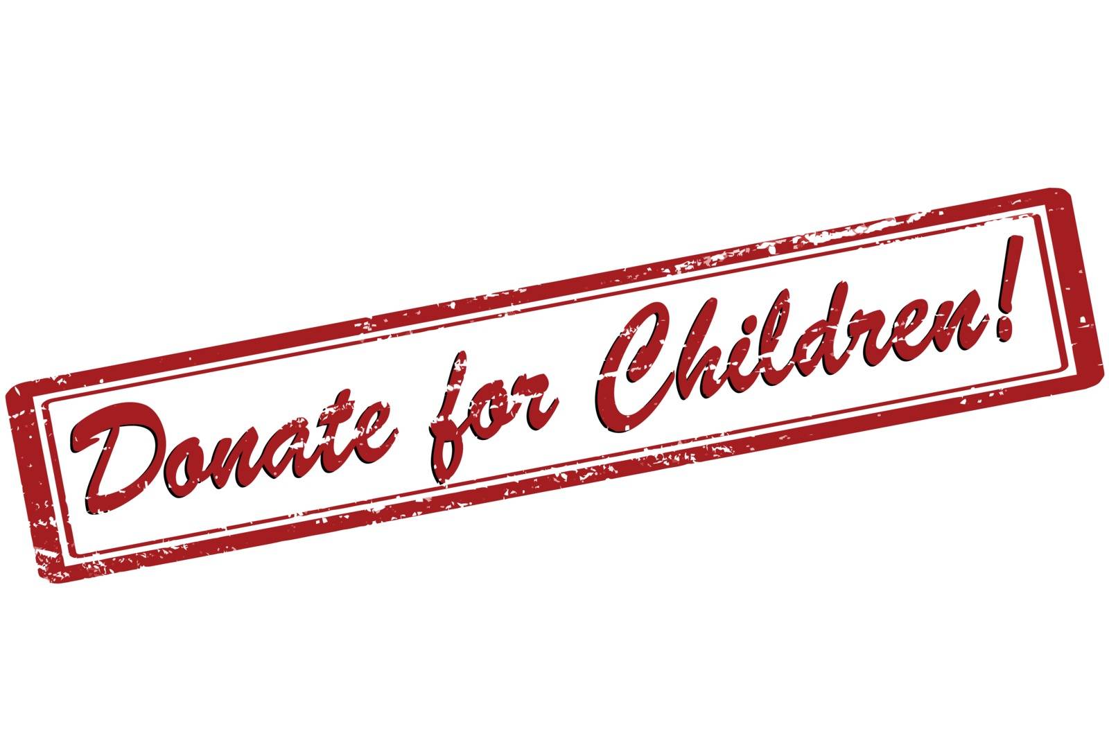 Rubber stamp with text donate for children inside, vector illustration