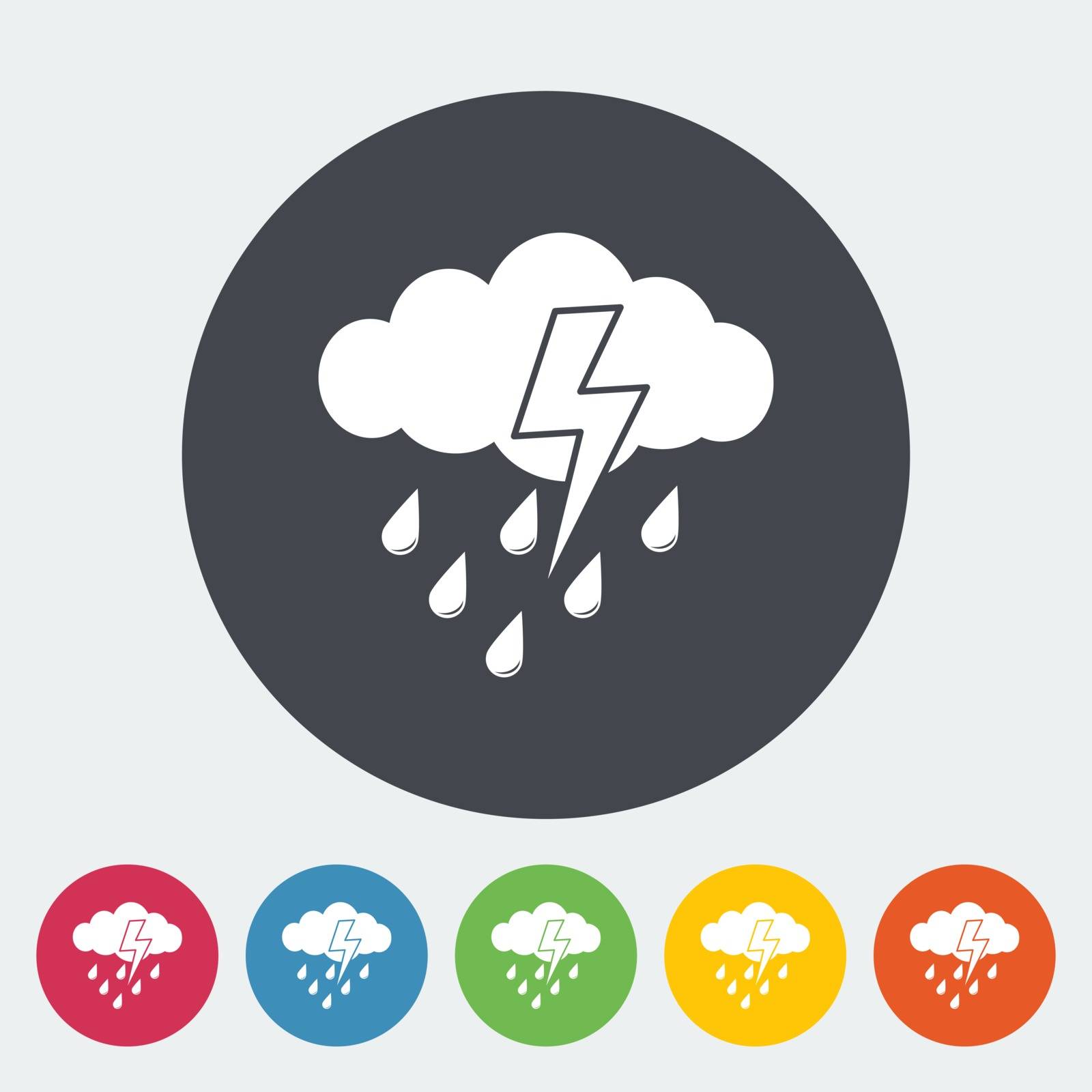 Storm. Single flat icon on the circle. Vector illustration.