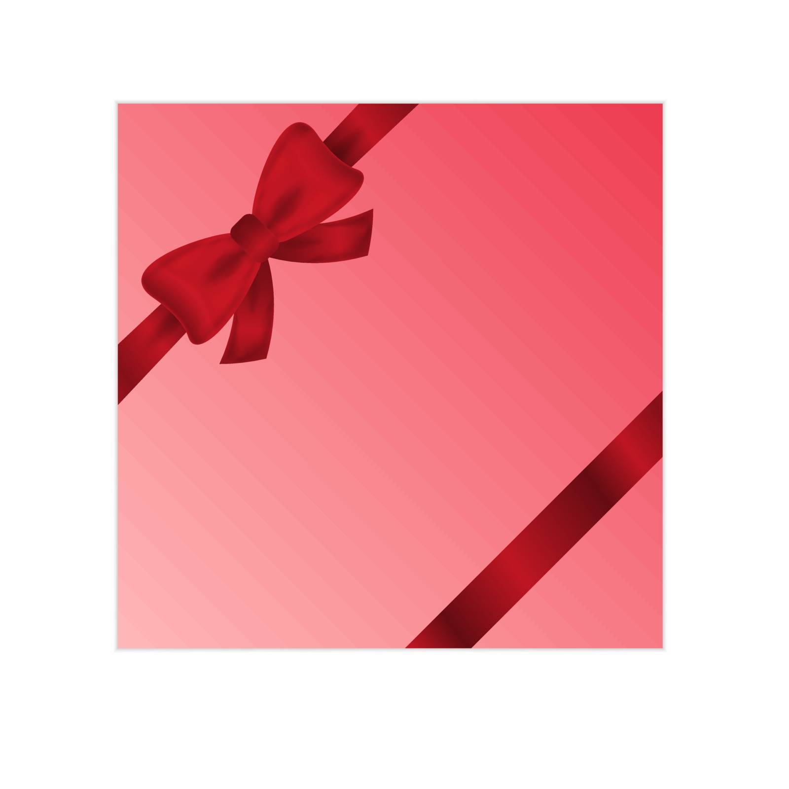 wrapped red gift or gift card with red ribbon on white background