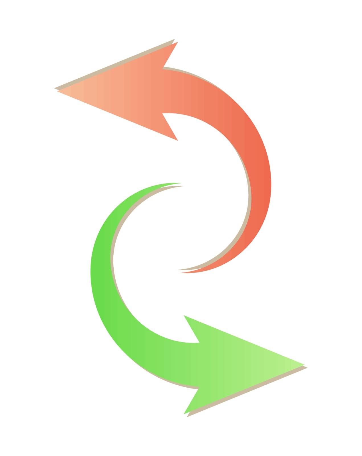 gradient rounded arrows with green and red color