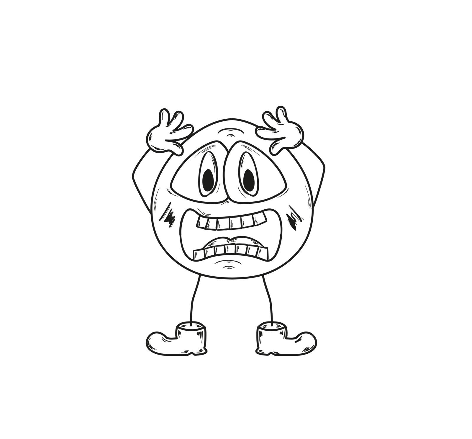sketch of the shocked emoticon on white background