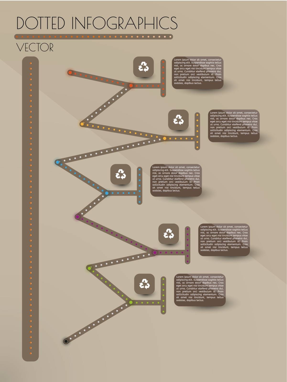 dark infographic vector with dotted lines on brown background