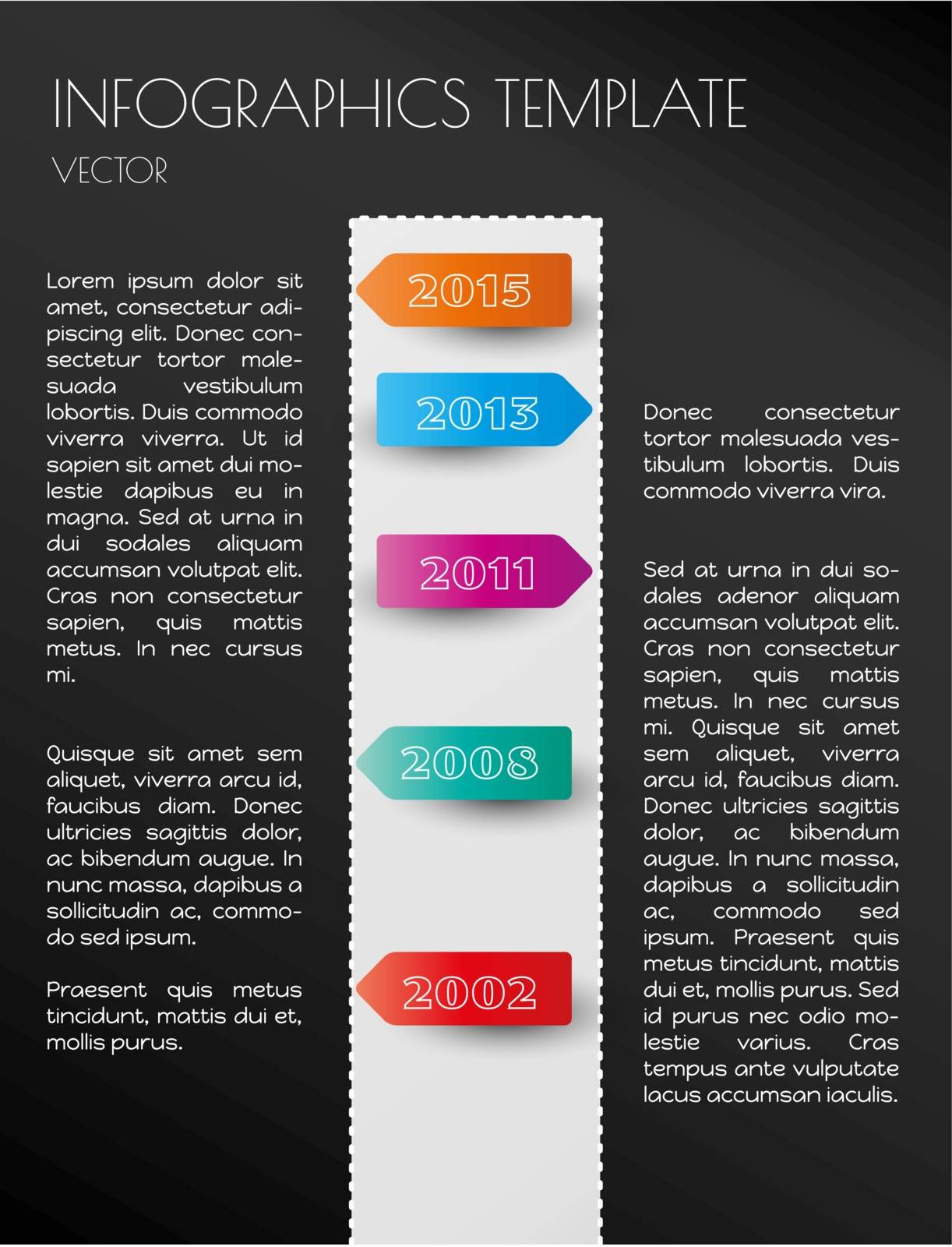 black infographic timeline with color time labels
