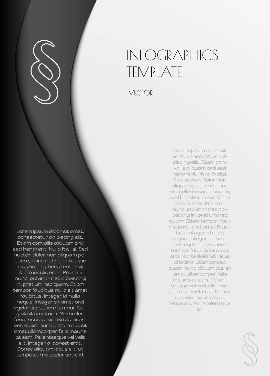 vector black and white infographics with paragraph symbol