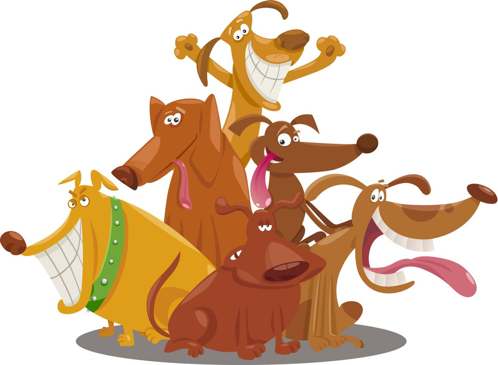 playful dogs group cartoon illustration by izakowski