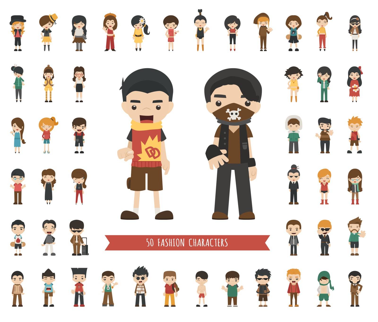 Set of fashion character , eps10 vector format