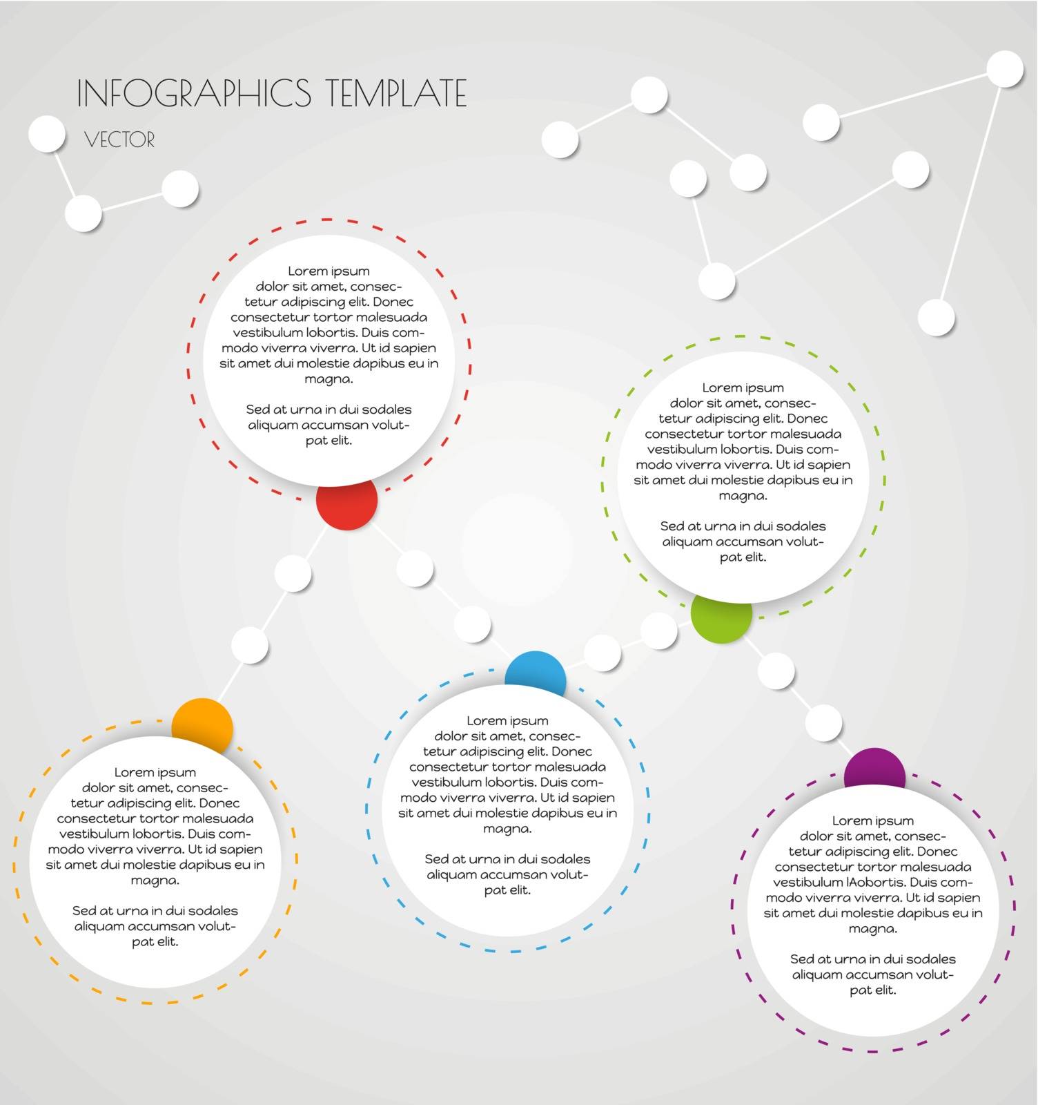 white infographics with color connected different circles