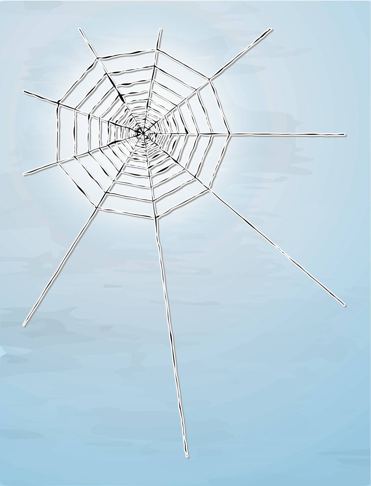 vector of the spider web with shadow on blue gradient background