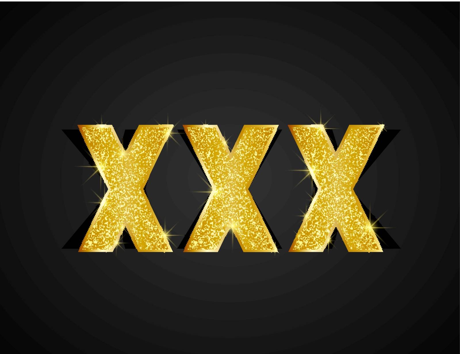 Gold texture XXX text on black background