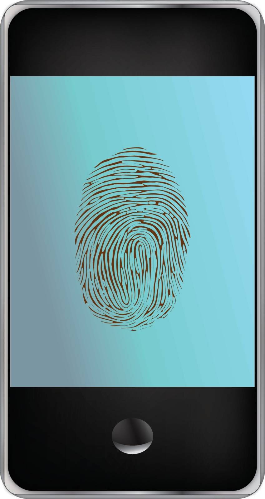 Vector detailed smartphone mock up with security fingerprint on screen. Illustrator eps 10