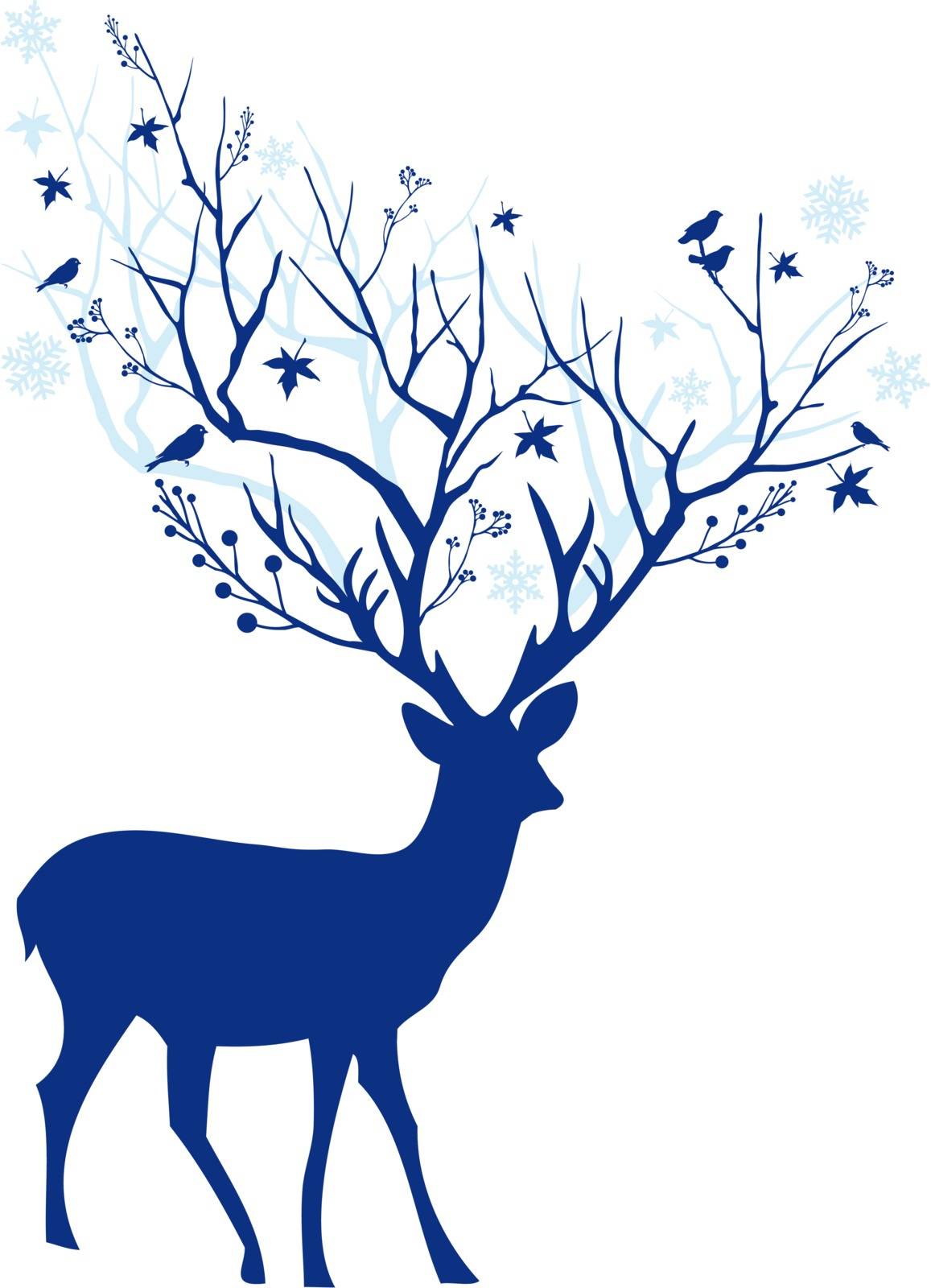 Blue Christmas deer, vector by dustypink