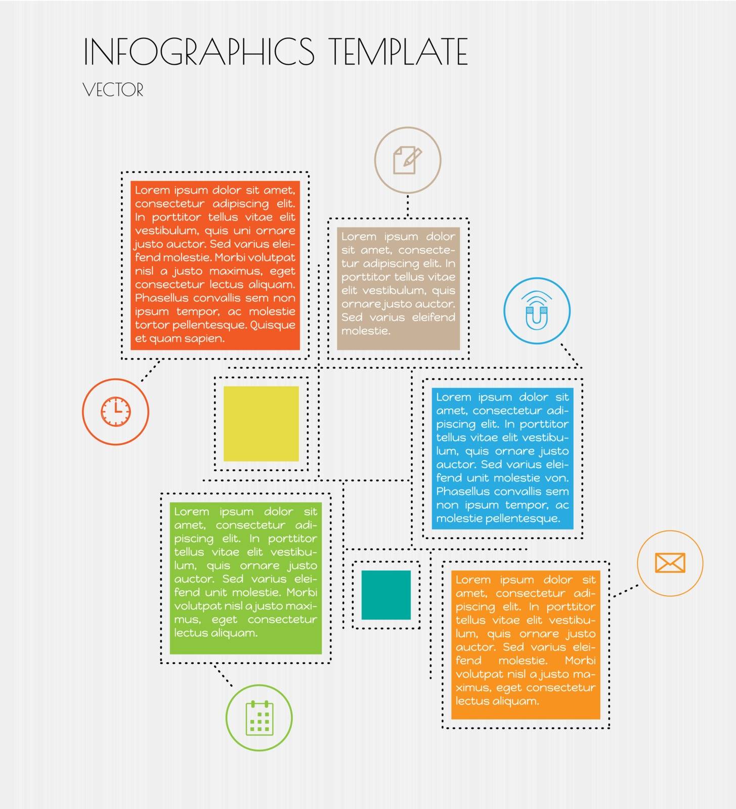 infographic template with sample text on gray lined background, vector
