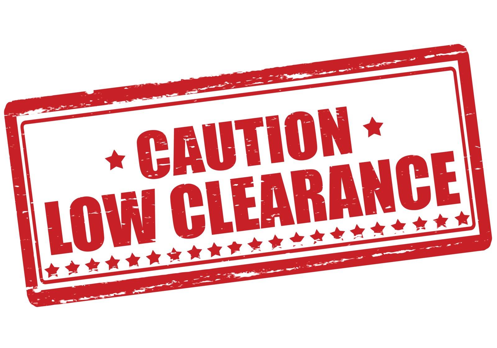 Rubber stamp with text caution low clearance inside, vector illustration