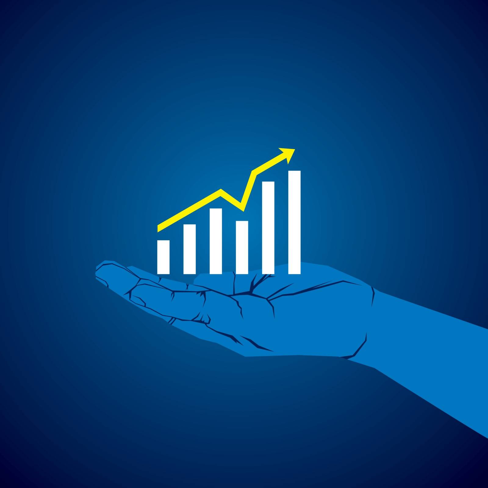 business growth graph in hand vector