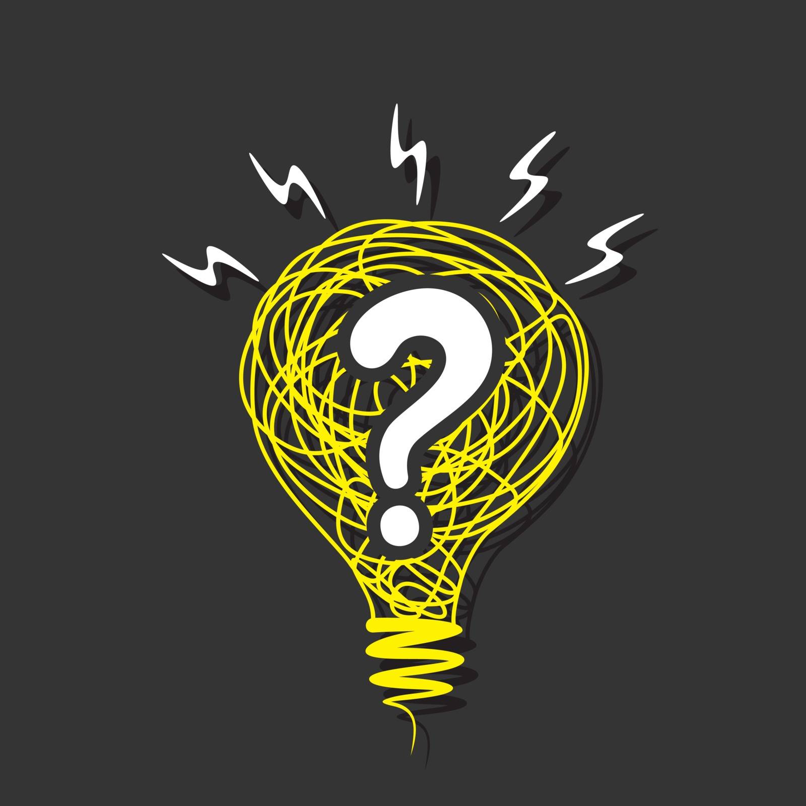 question mark in the sketch bulb concept vector
