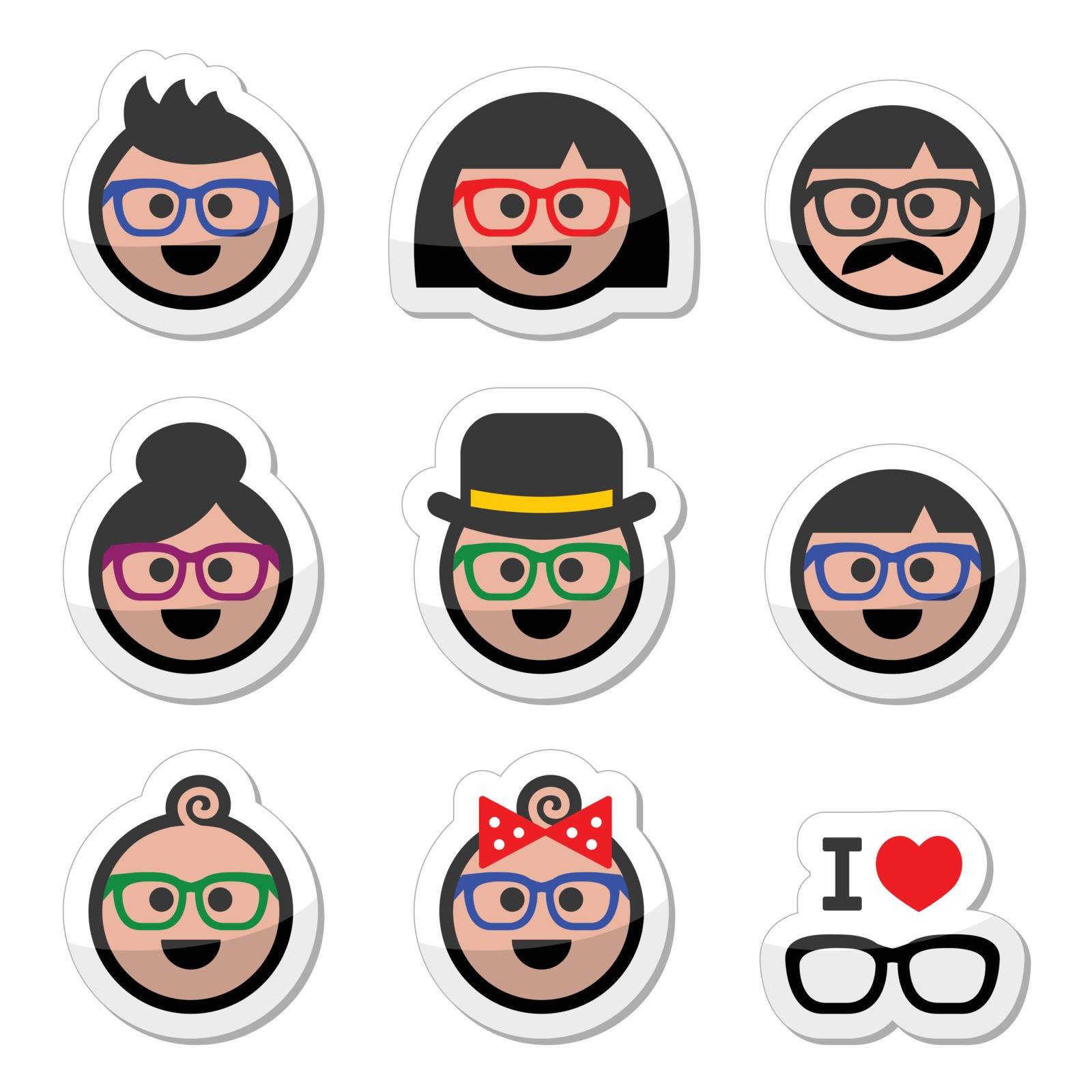People wearing glasses, geek labels set by RedKoala