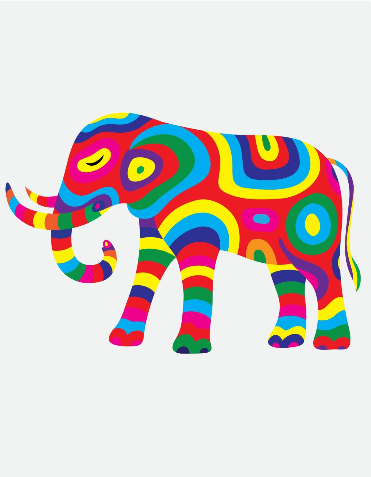 Elephant abstract colorfully, art vector illustration