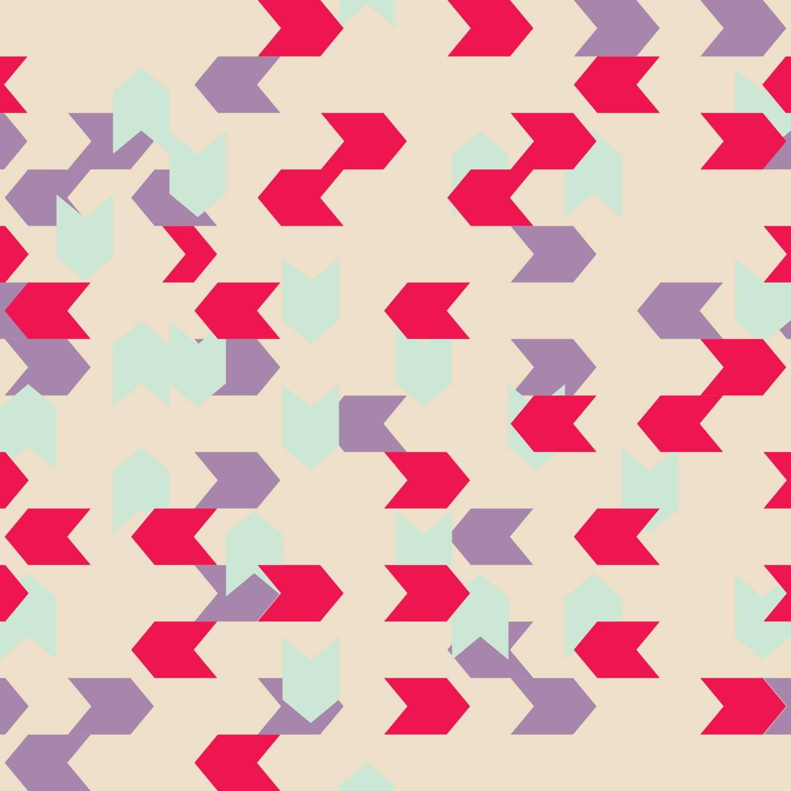 Chevron seamless vector colorful pattern or tile background with zig zag red, mint green and violet stripes.
