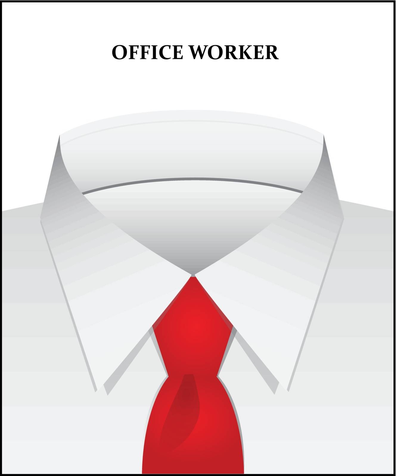 Clothing style office worker - a white shirt and tie. Vector illustration.