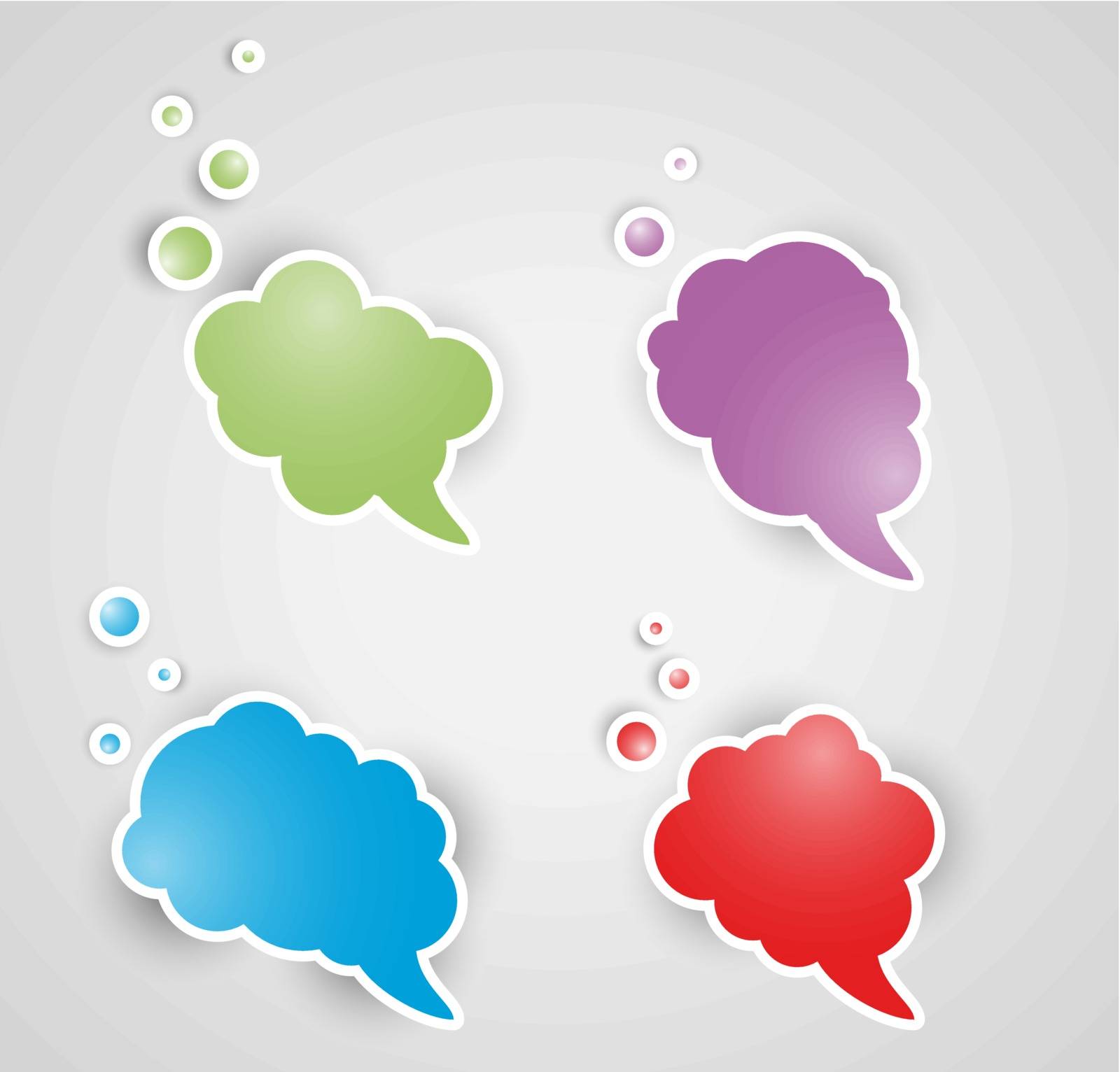 four different speak bubbles on gray background