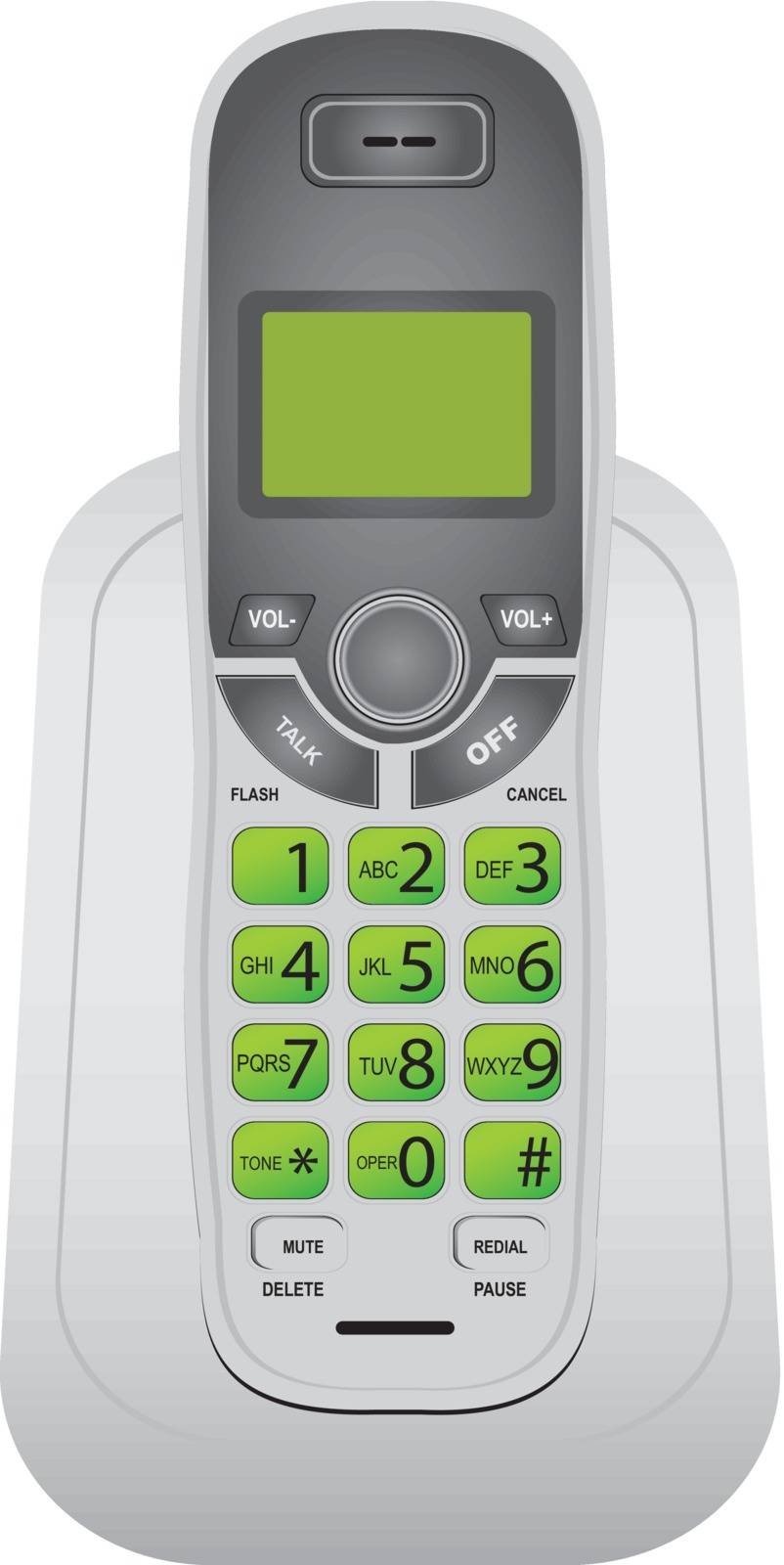 Classic cordless phone for office and home use. Vector illustration.