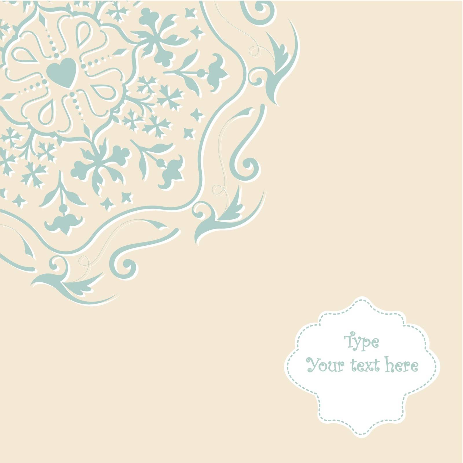 Pastel background with lace ornament. Vector image.  