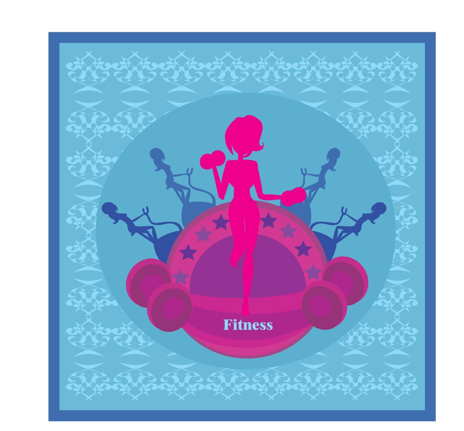 Abstract fitness girl training card