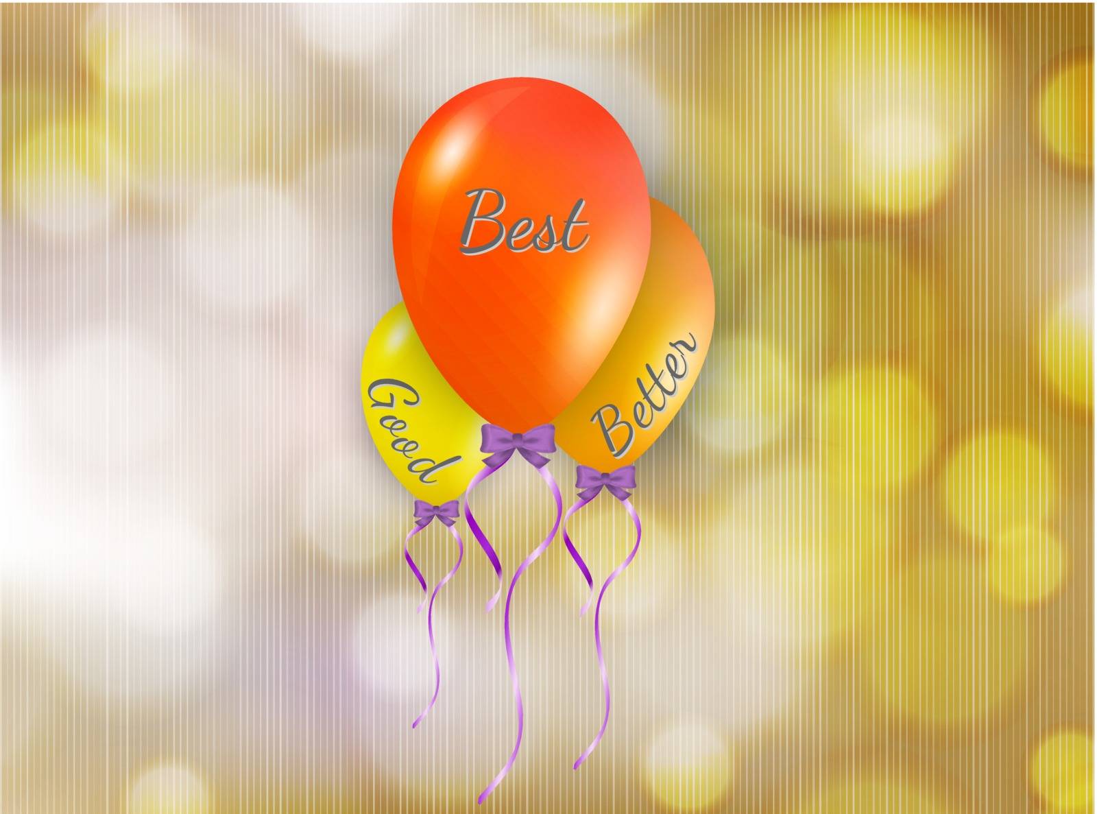 good better and best color balloons on yellow background