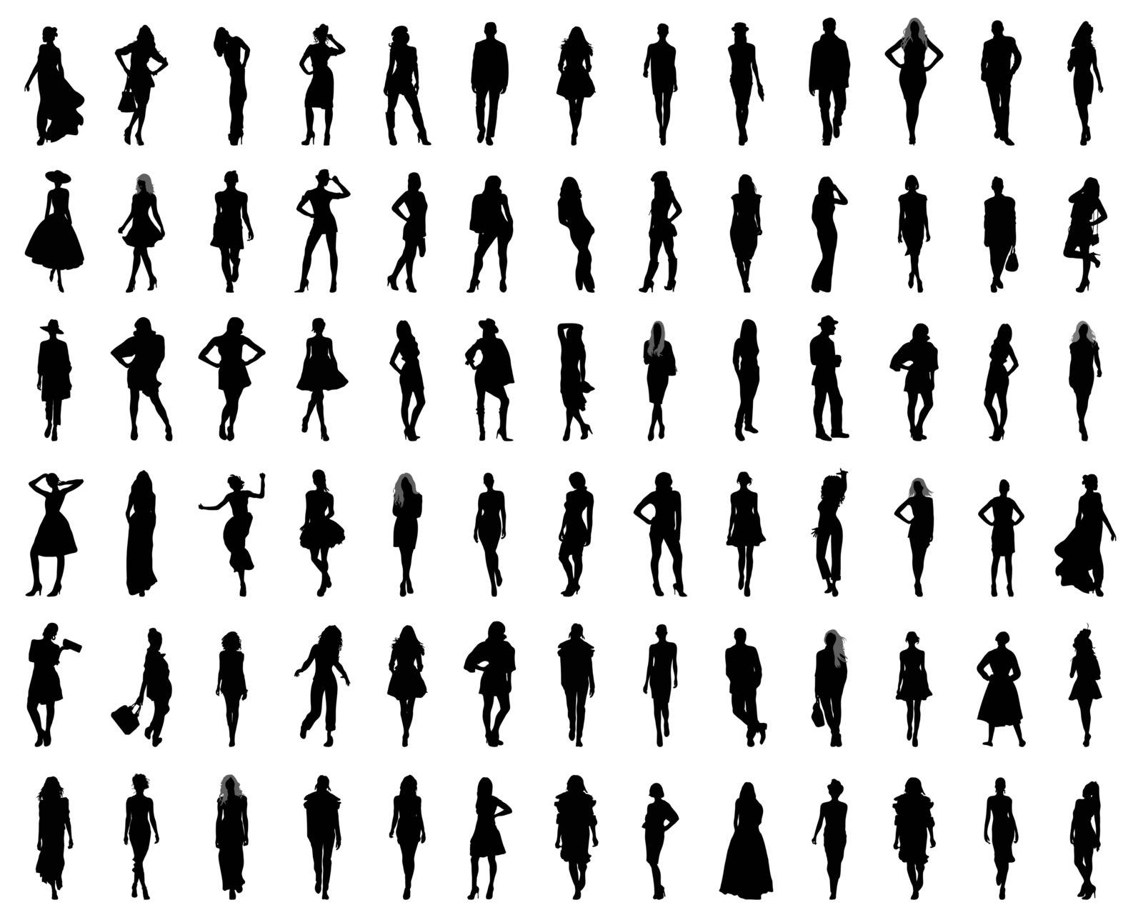 Black silhouettes of fashion, vector