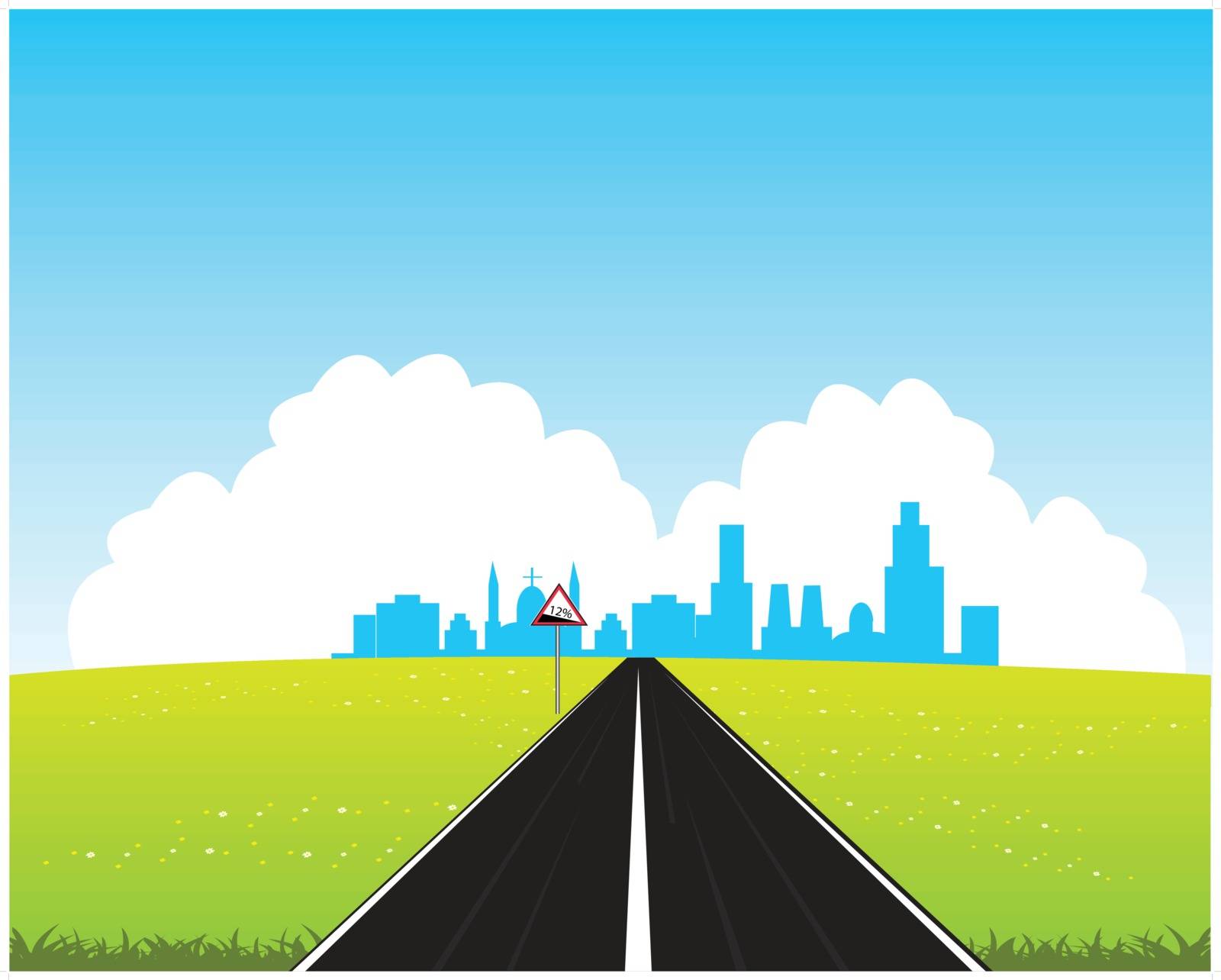 Vector illustration of the road in big city