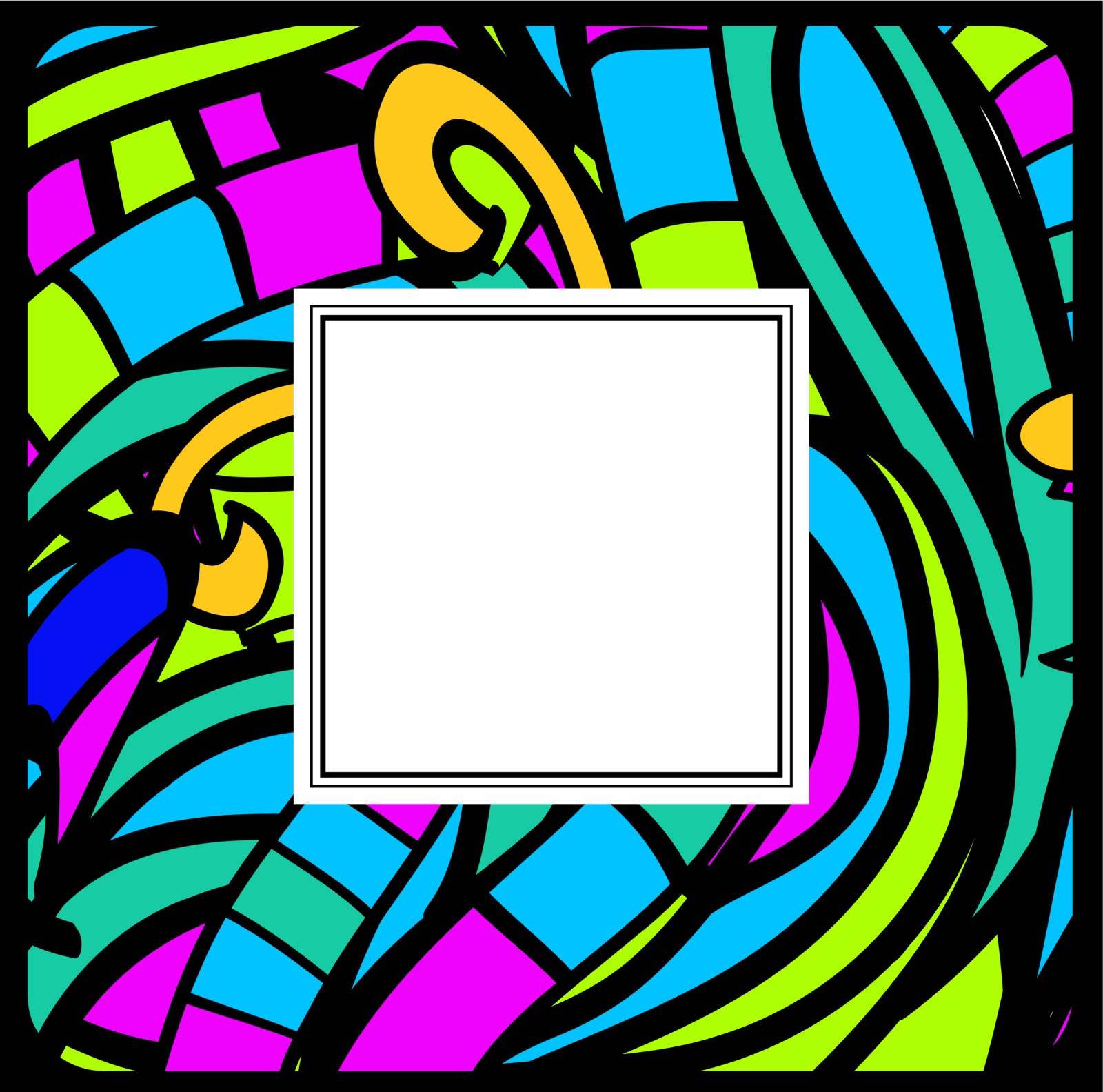 Multicolored Stained-Glass Abstract Frame, Copyspace