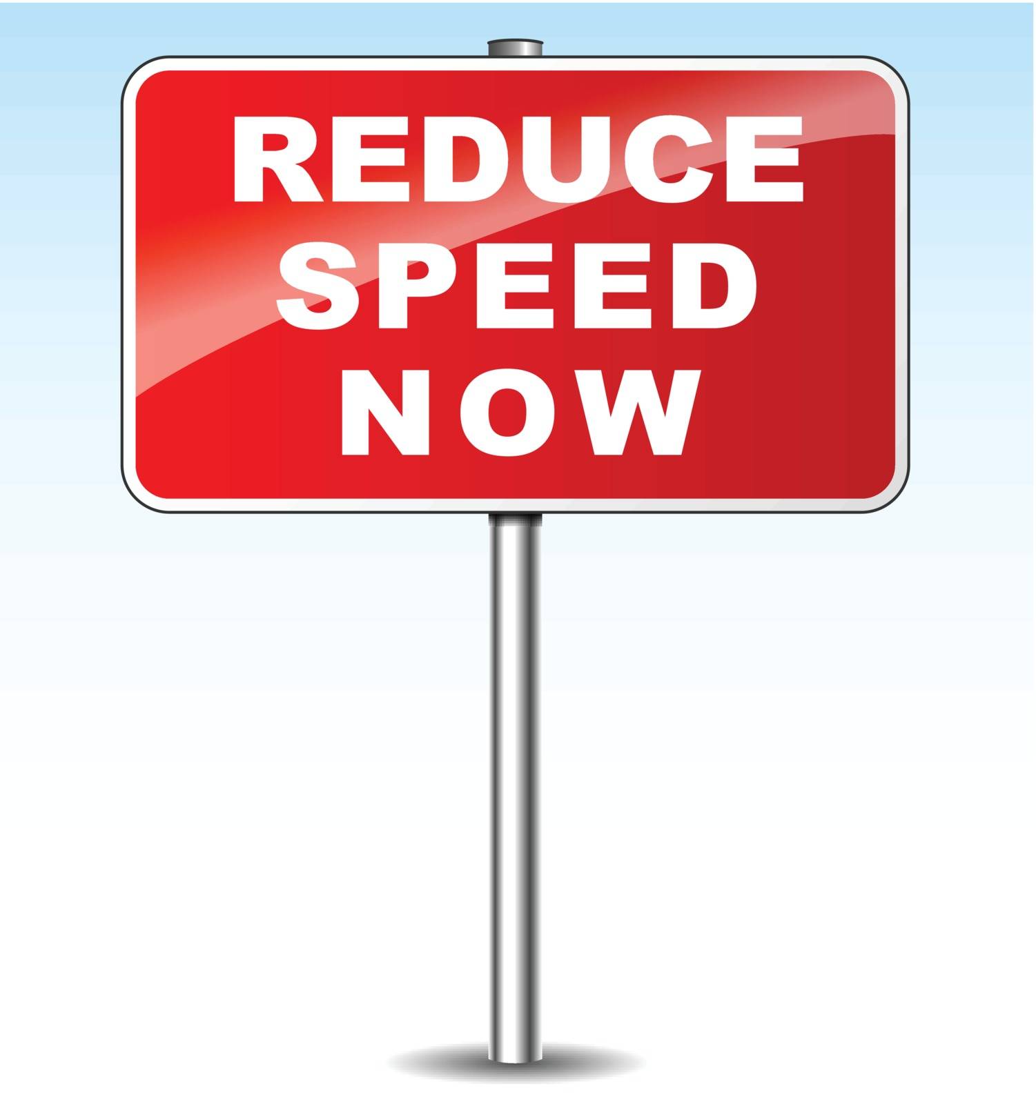 illustration of red metal sign for reduce speed
