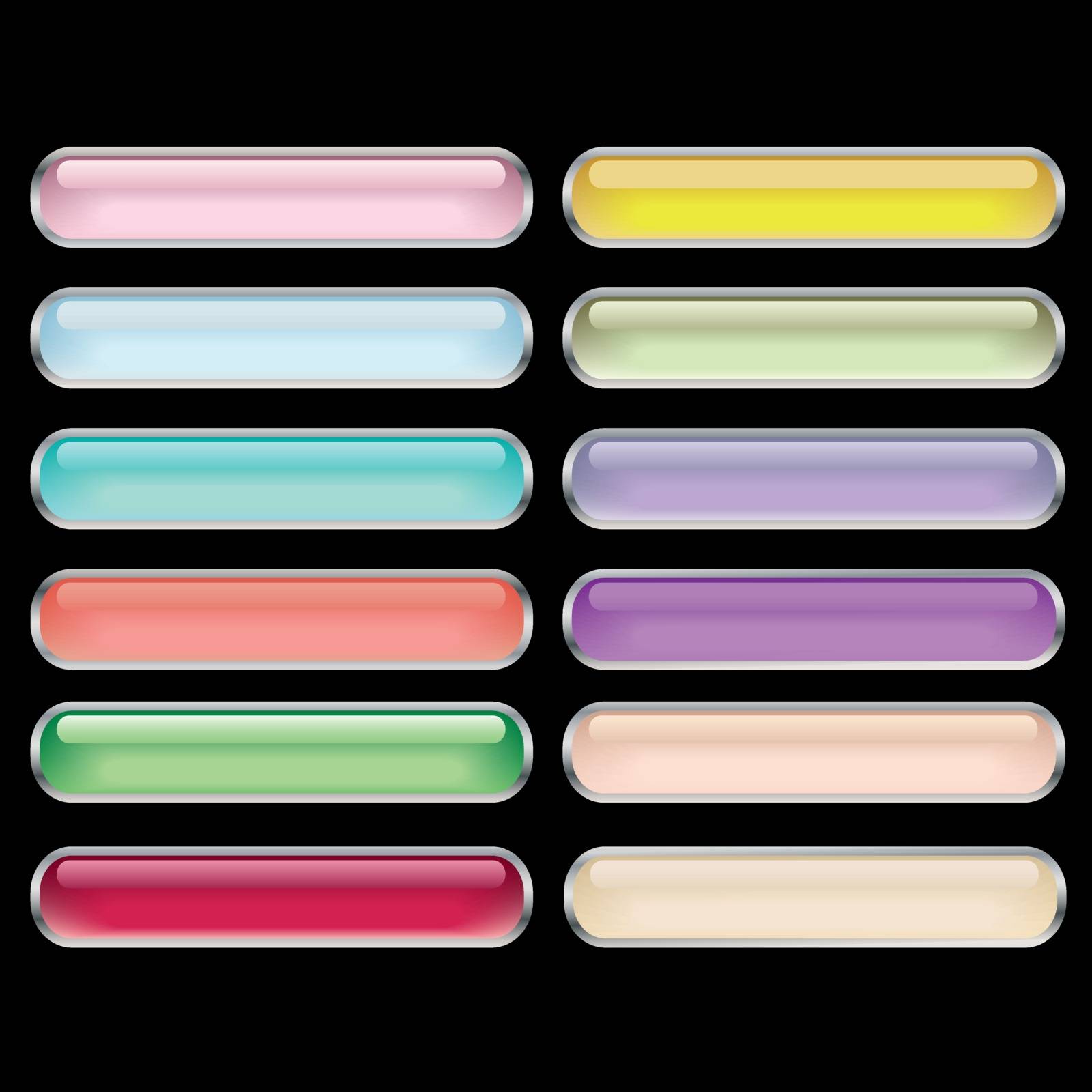 12 glass buttons of the miscellaneous colour