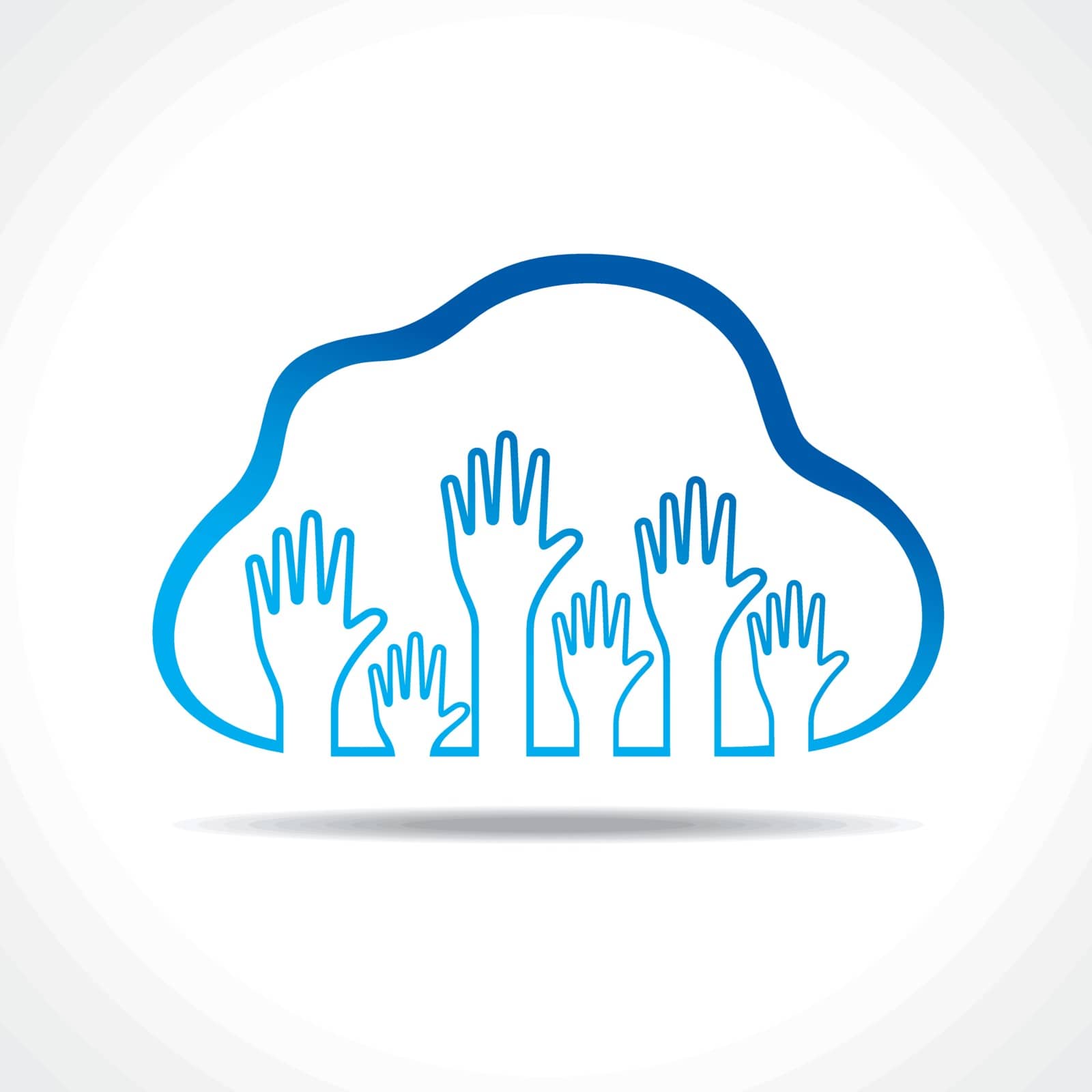 Group of up hands in the cloud stock vector