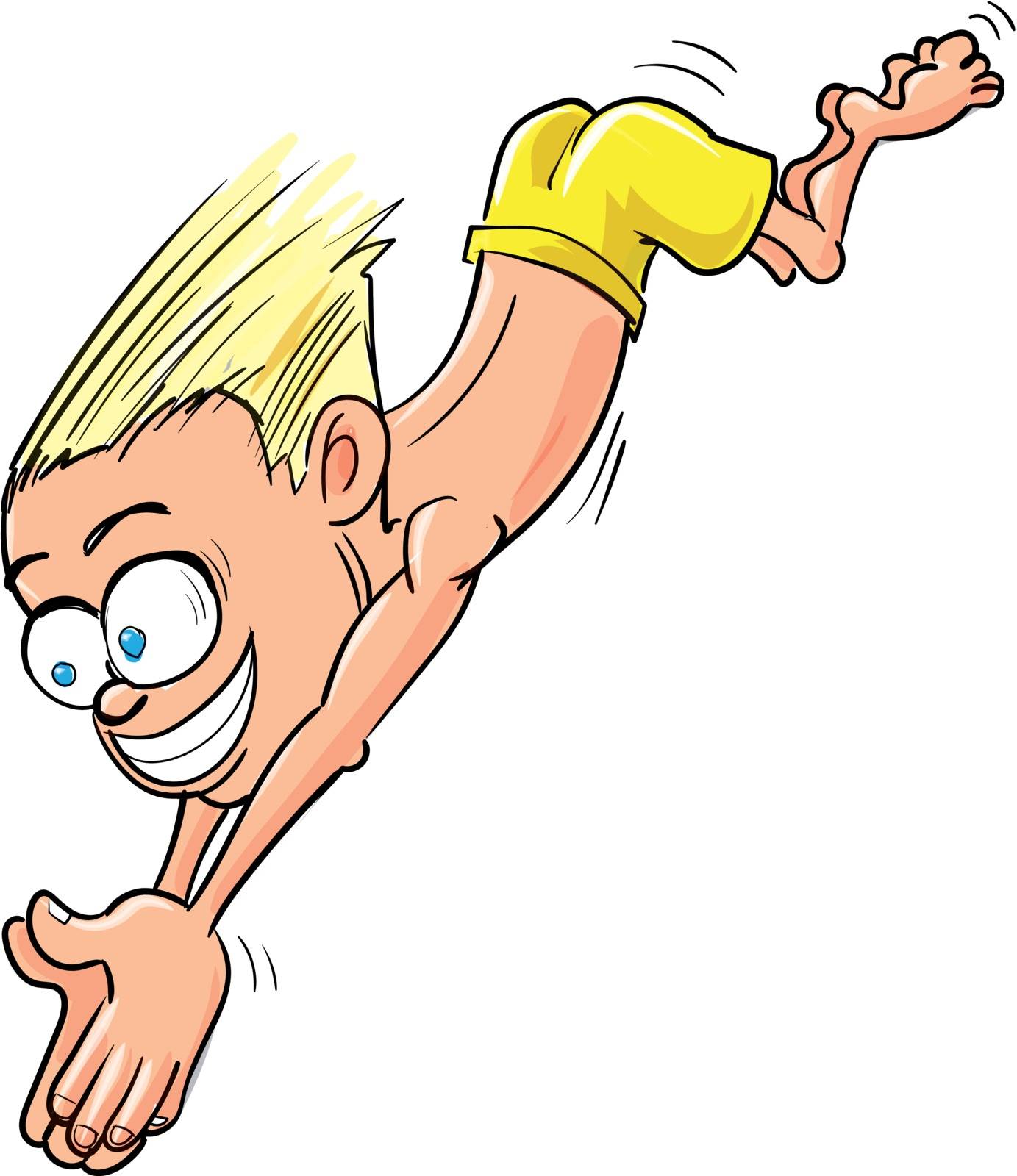 Cartoon kid diving down by antonbrand