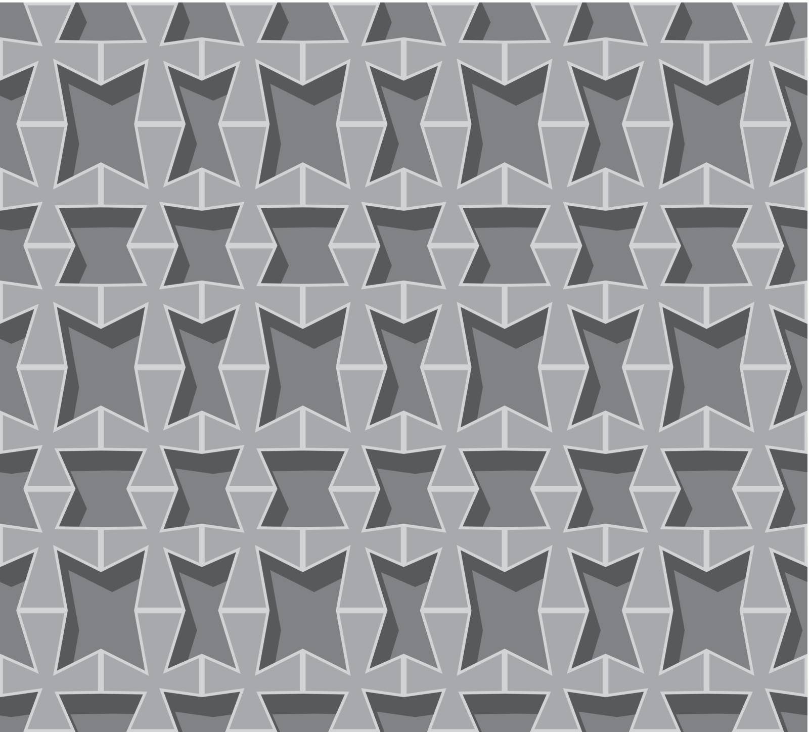 Vector seamless background. Grey volumetric grid of geometric shapes