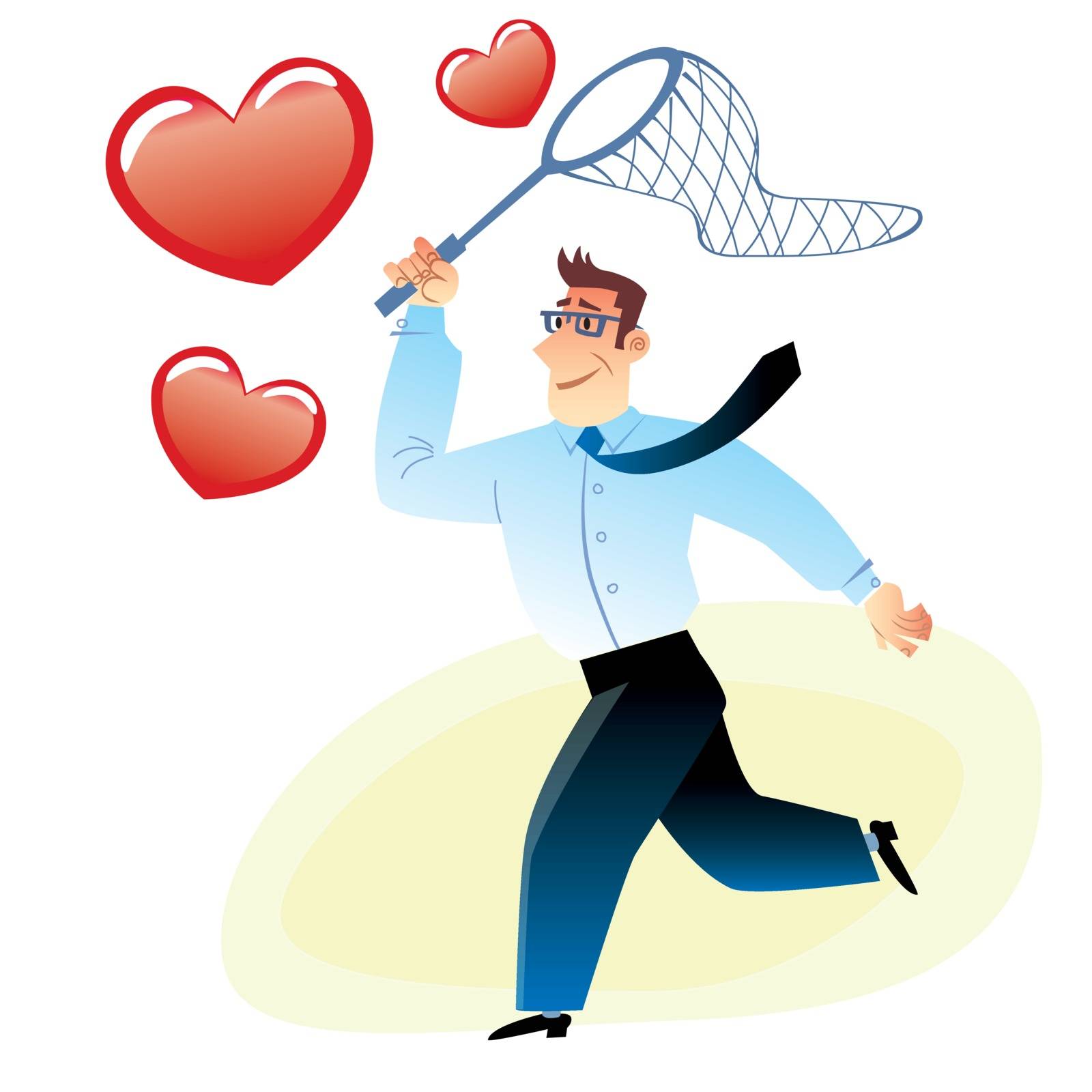 man with a net catches flying red heart image search love