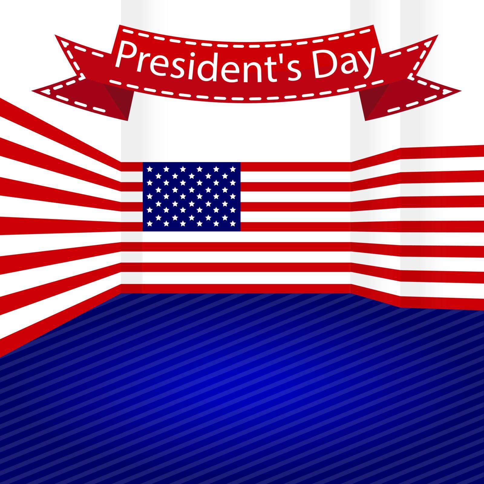 vector illustration
room decorated US flag , for the president day