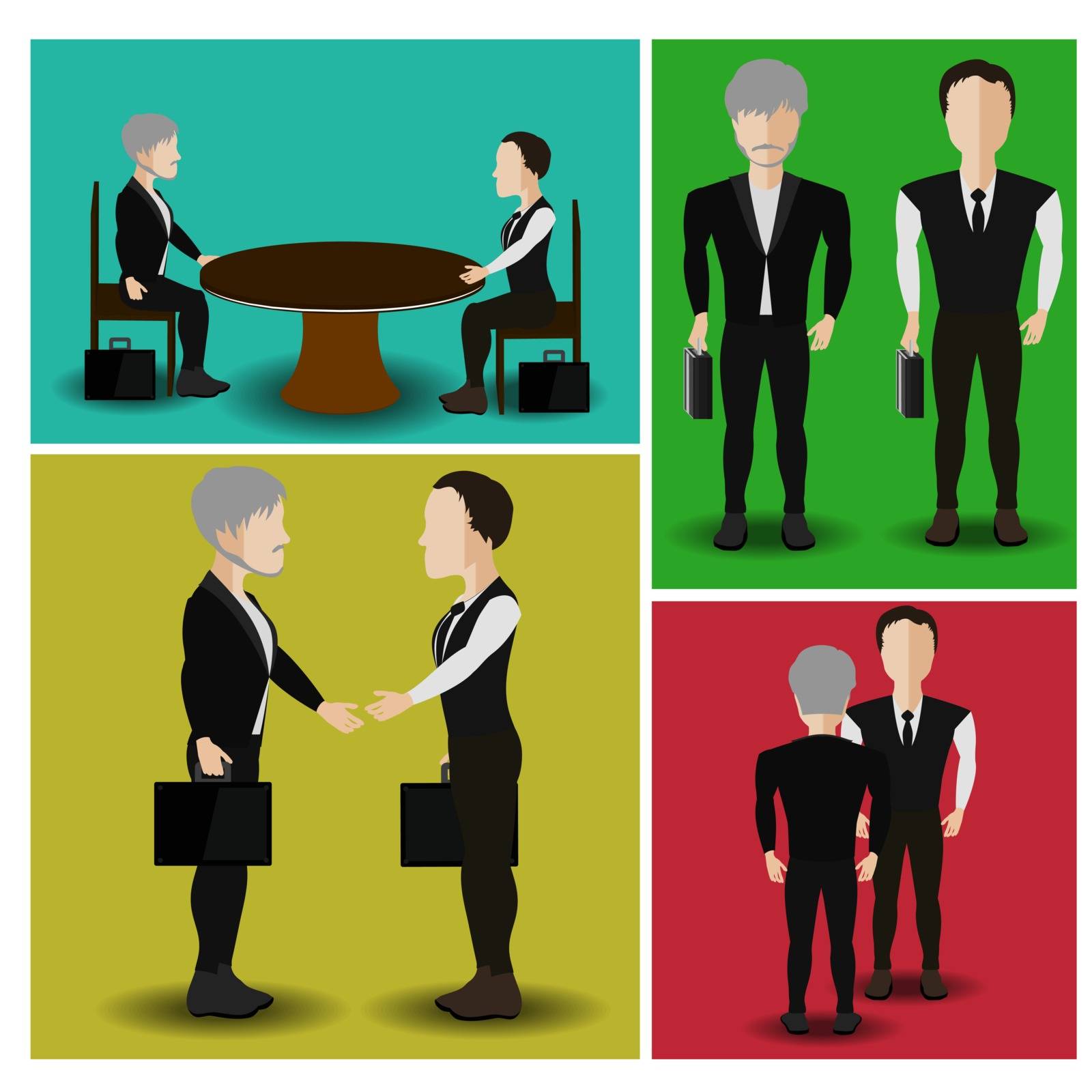 vector illustration of businessmen who are negotiating the round table