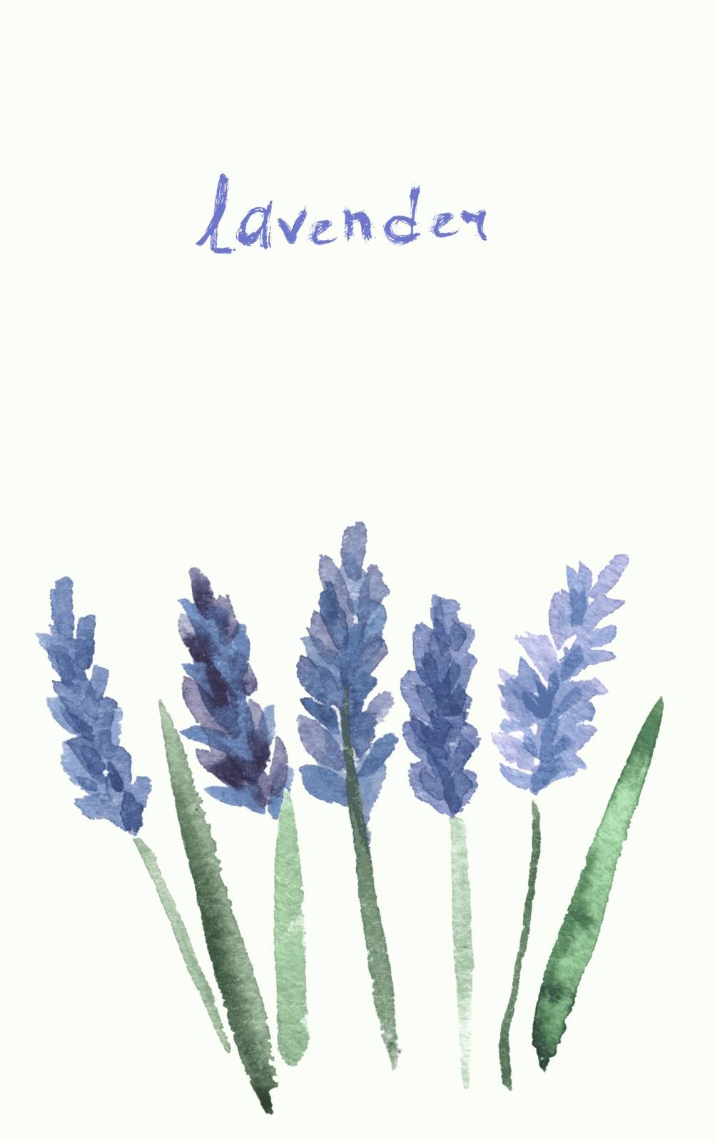 Vector watercolor lavender with blue bright watercolor ribbon.