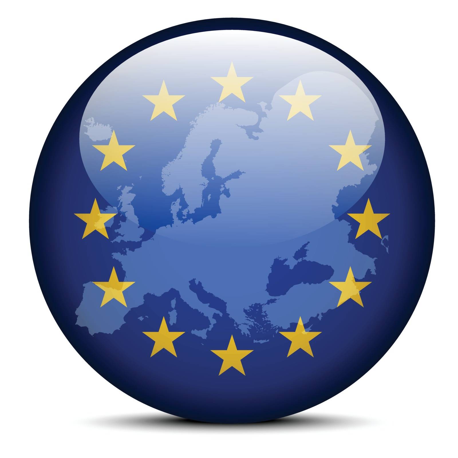 Vector Image - Map on flag button of Continent of Europe