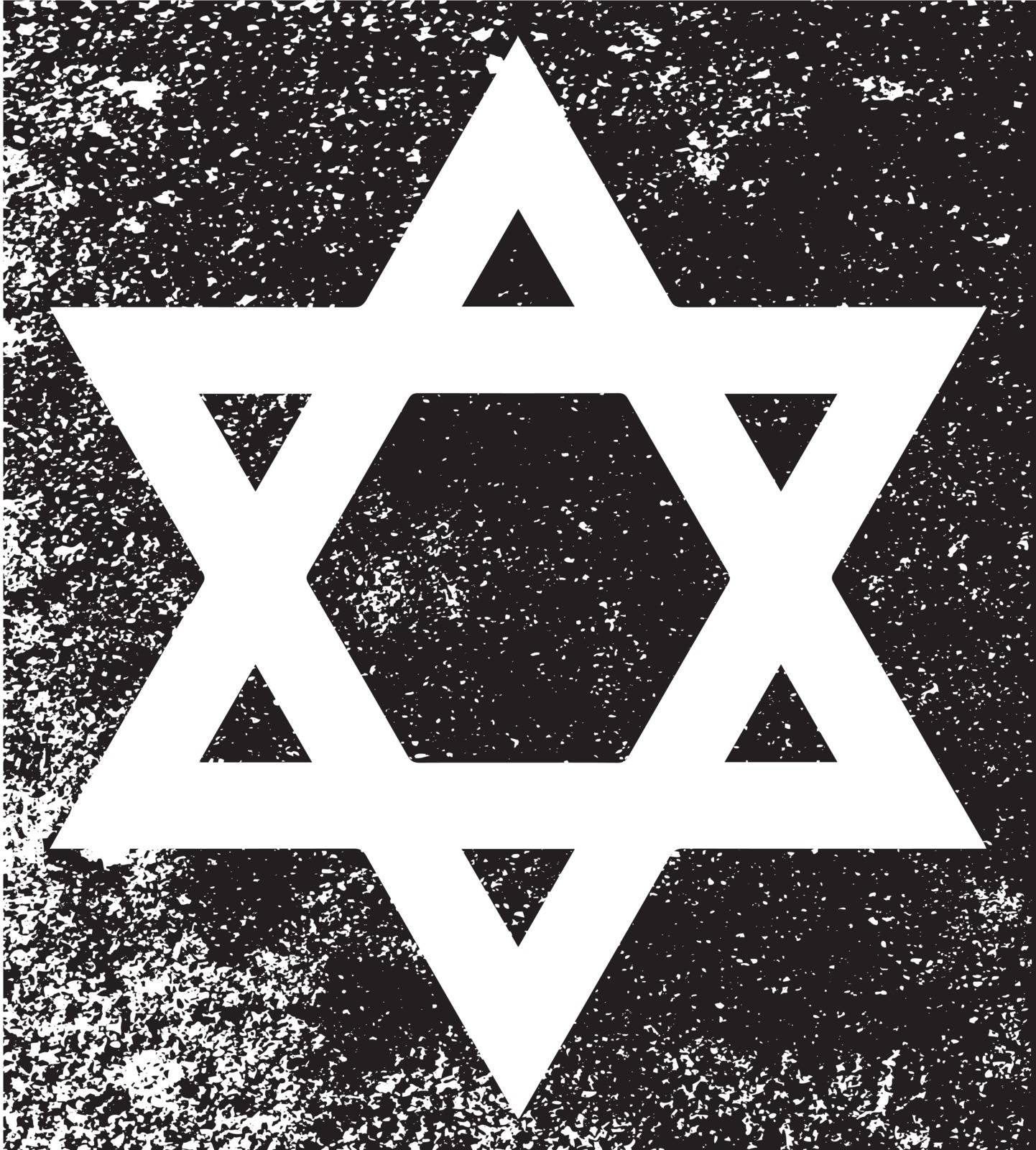 Star of the Flag of Israel in black and white half tone with grunge effect