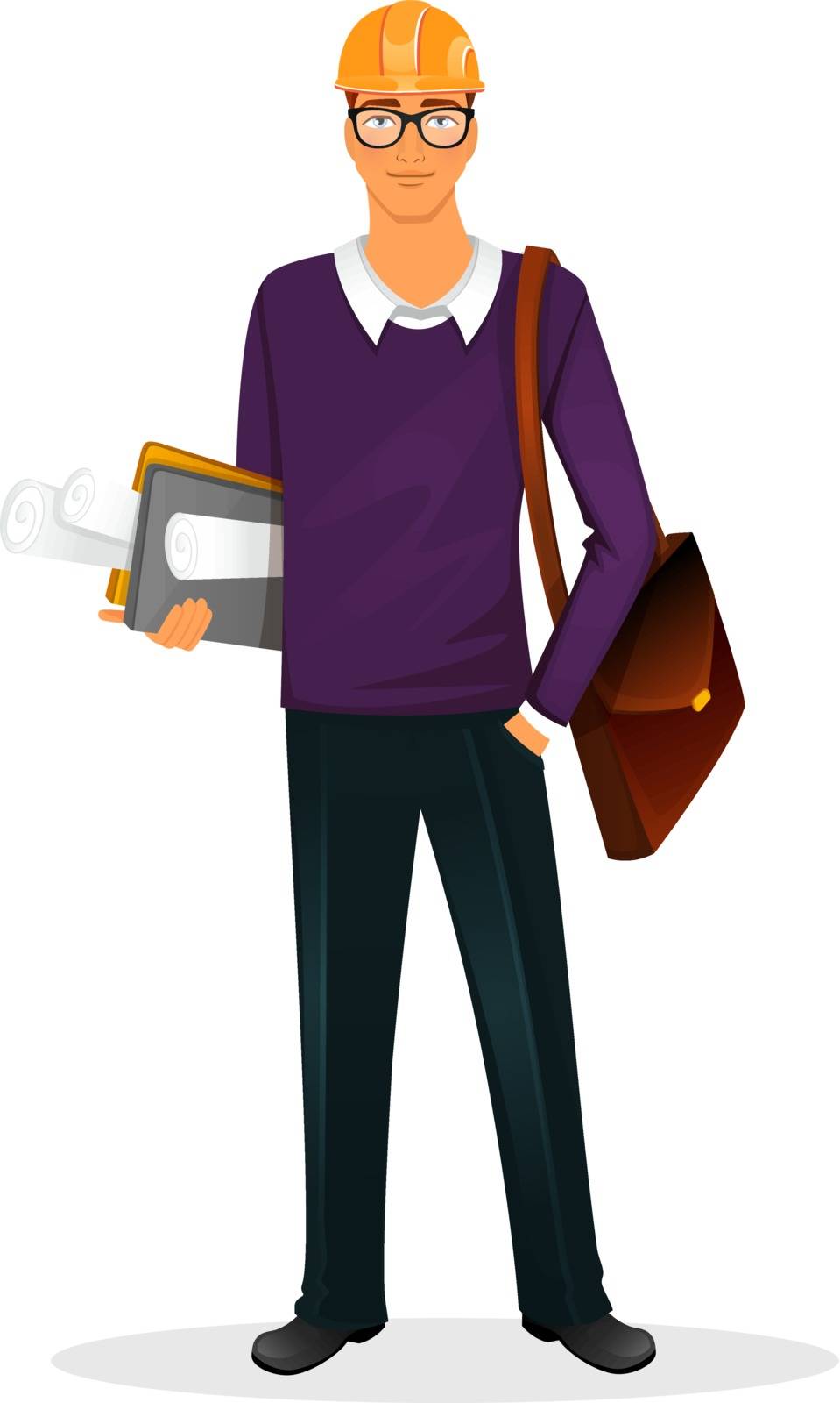 Vector illustration of Architect man character image