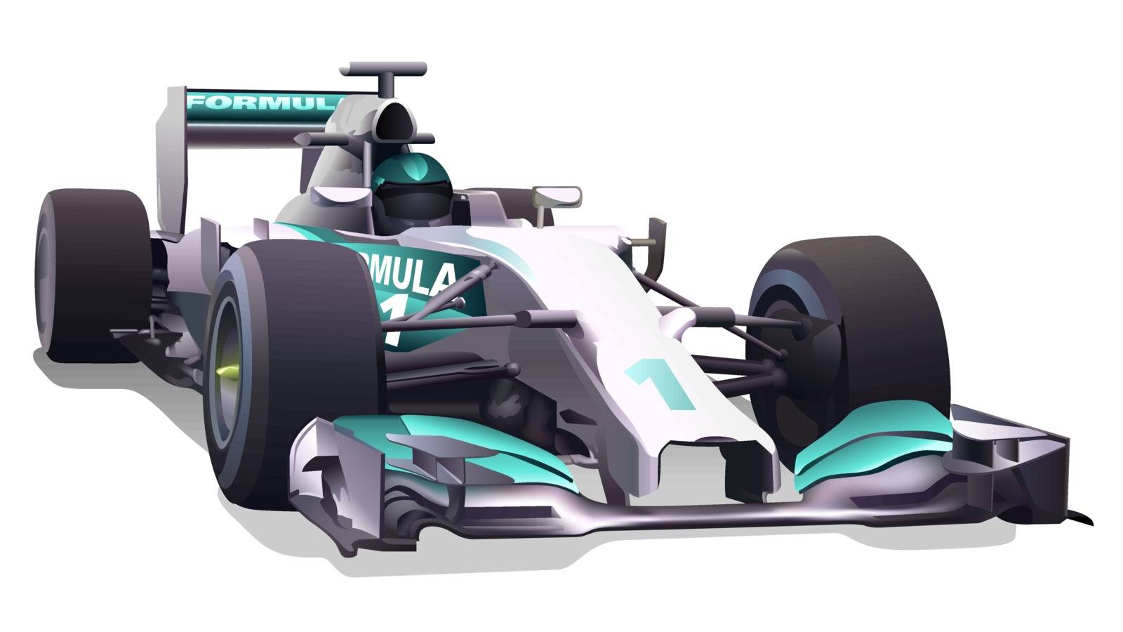 Formula One - Driver And Racing Car Illustration, Vector