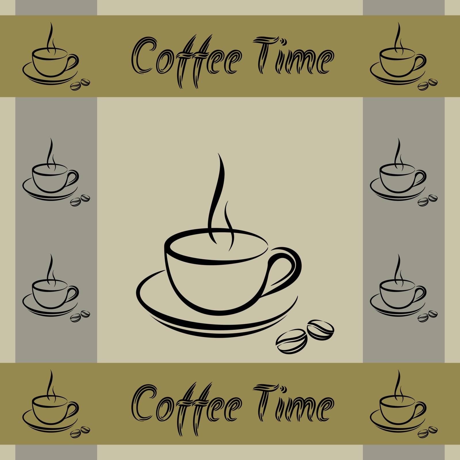 Coffee cup time seamless vector wallpaper pattern