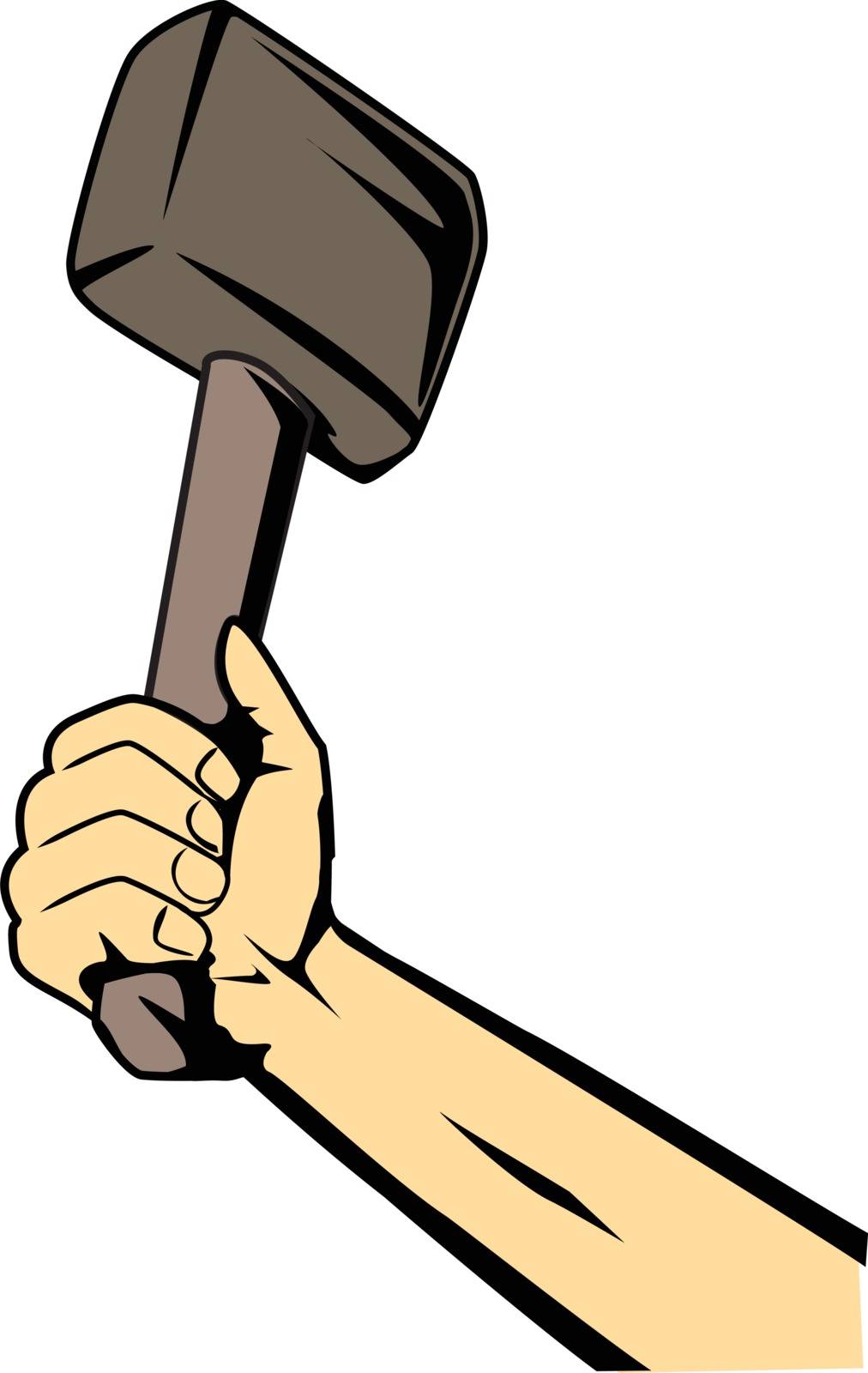 Hammer In Strong Hand Isolated Vector